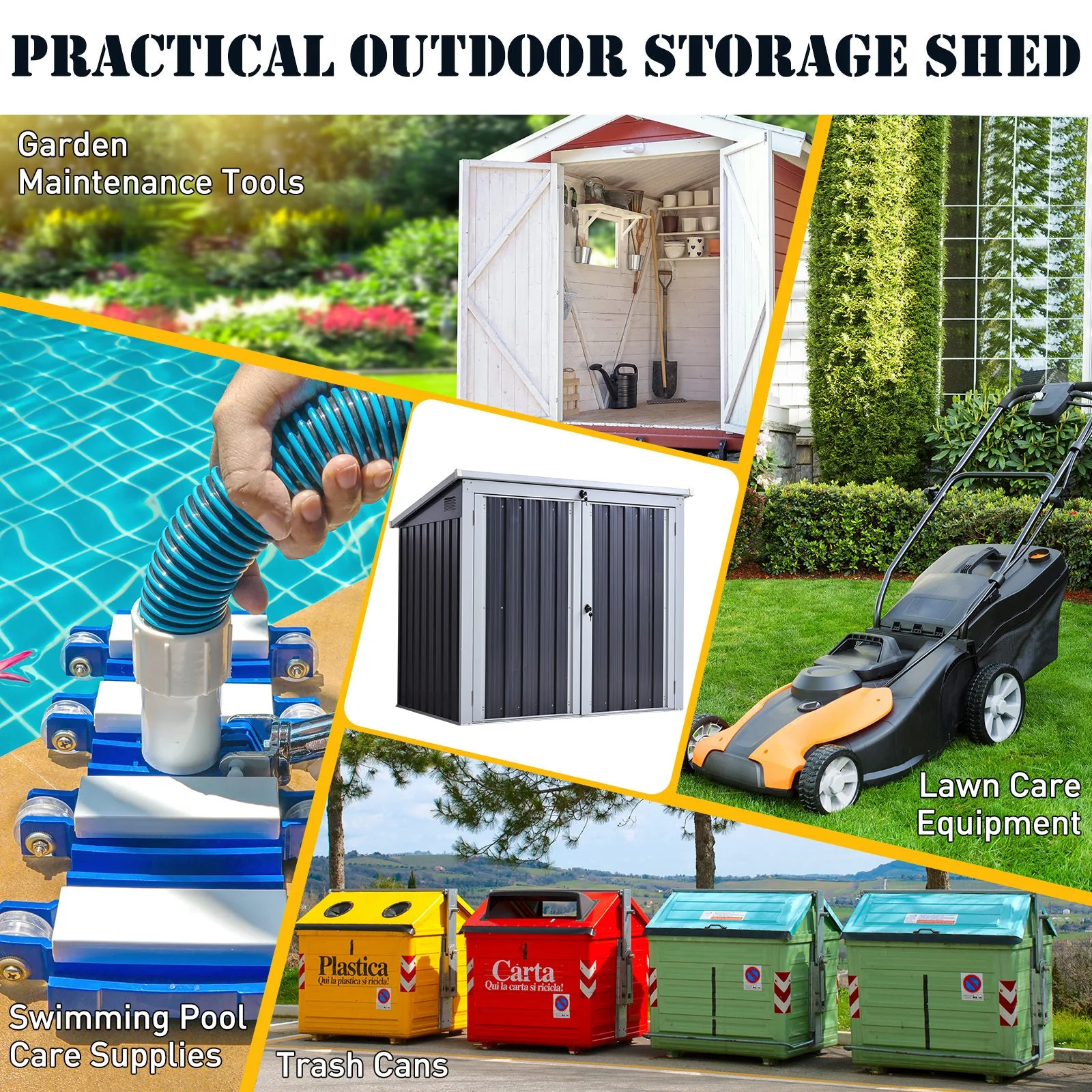 Corrugated 3.2 x 5.1' Double Door Pent Garden Store Steel Black by Steadfast - Image 7
