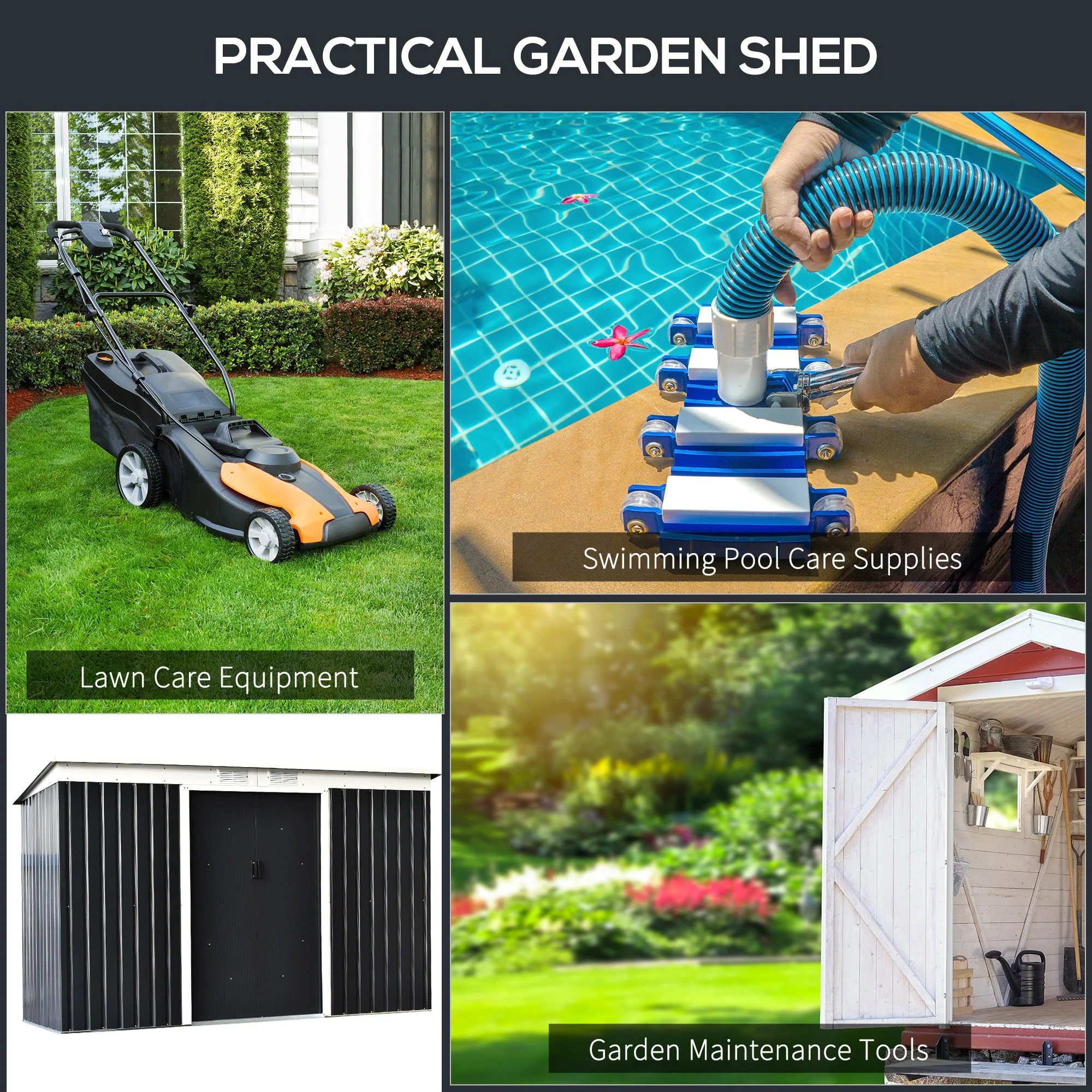 Corrugated 9 x 4' Double Door Pent Garden Shed With Ventilation Steel Dark Grey by Steadfast - Image 6