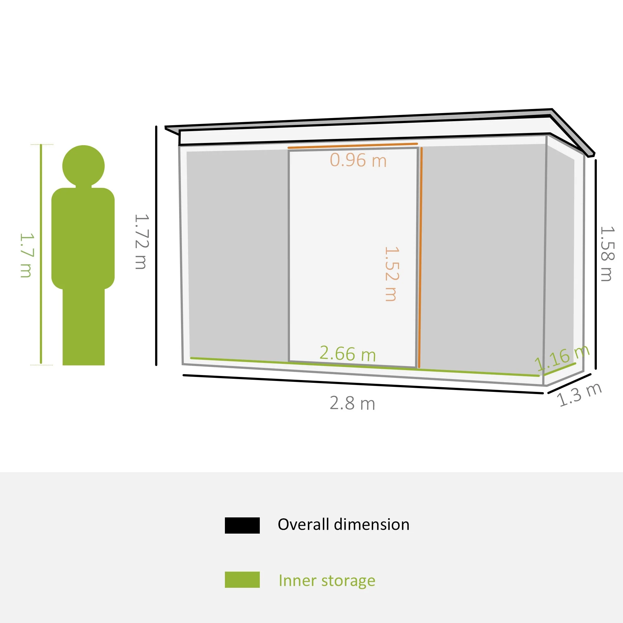 Corrugated 9 x 4' Double Door Pent Garden Shed With Ventilation Steel Light Green by Steadfast - Image 3