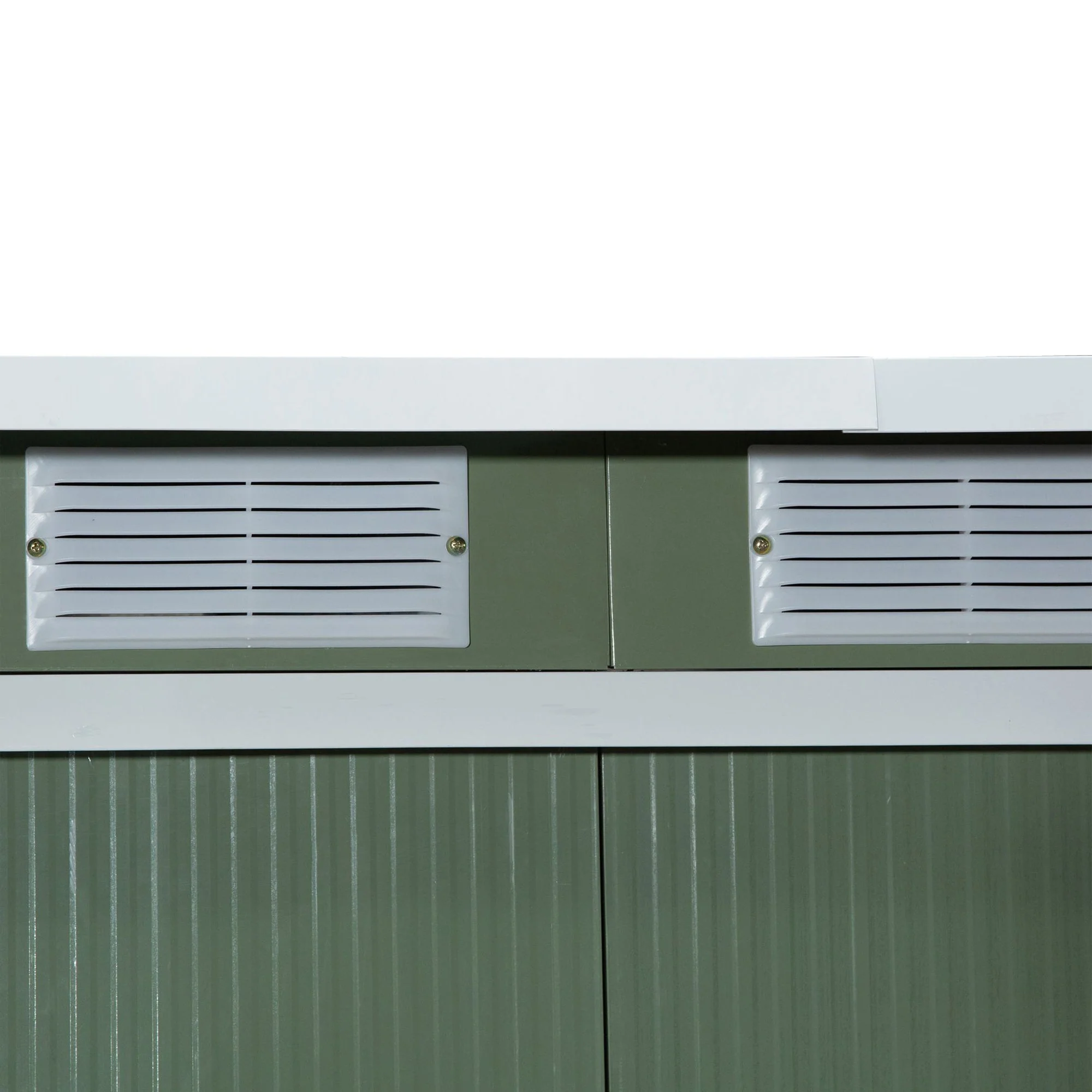 Corrugated 9 x 4' Double Door Pent Garden Shed With Ventilation Steel Light Green by Steadfast - Image 8