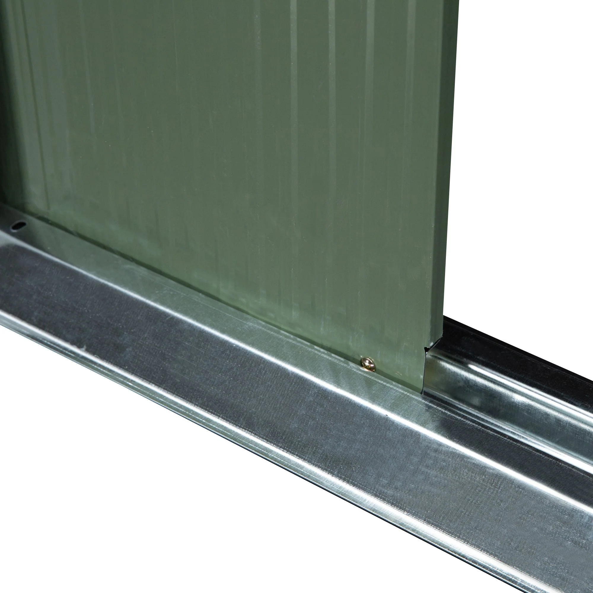 Corrugated 9 x 4' Double Door Pent Garden Shed With Ventilation Steel Light Green by Steadfast - Image 9