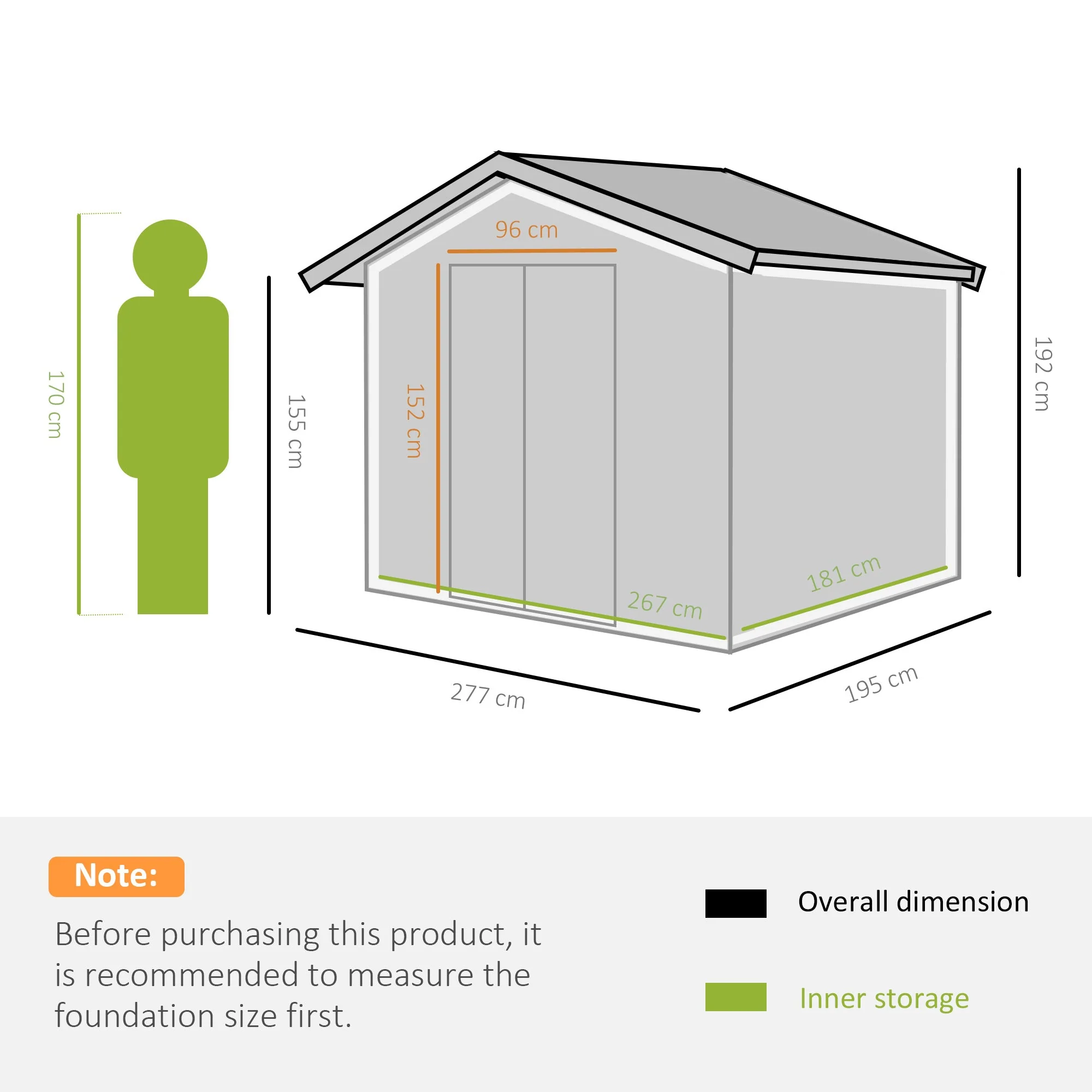 Corrugated 9 x 6' Double Door Apex Garden Shed With Ventilation Steel Green by Steadfast - Image 3