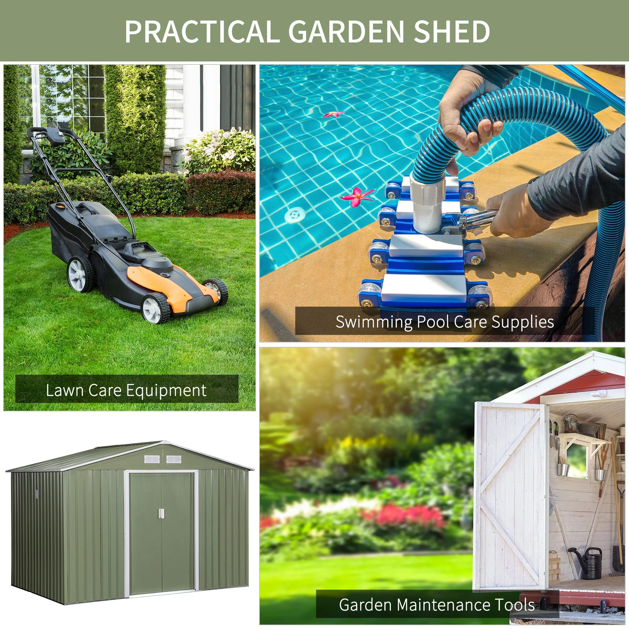 Corrugated 9 x 6' Double Door Apex Garden Shed With Ventilation Steel Green by Steadfast - Image 6