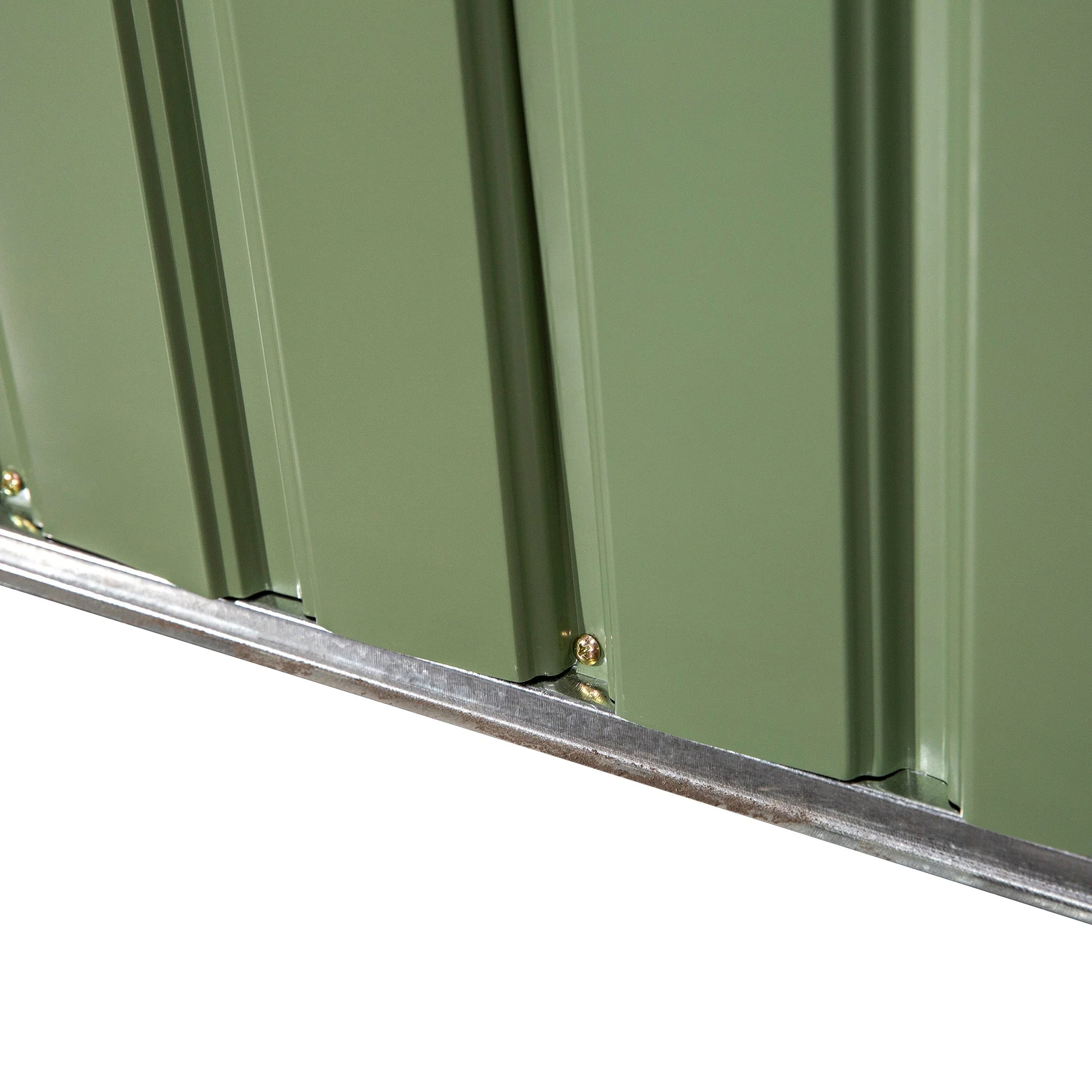 Corrugated 9 x 6' Double Door Apex Garden Shed With Ventilation Steel Green by Steadfast - Image 9