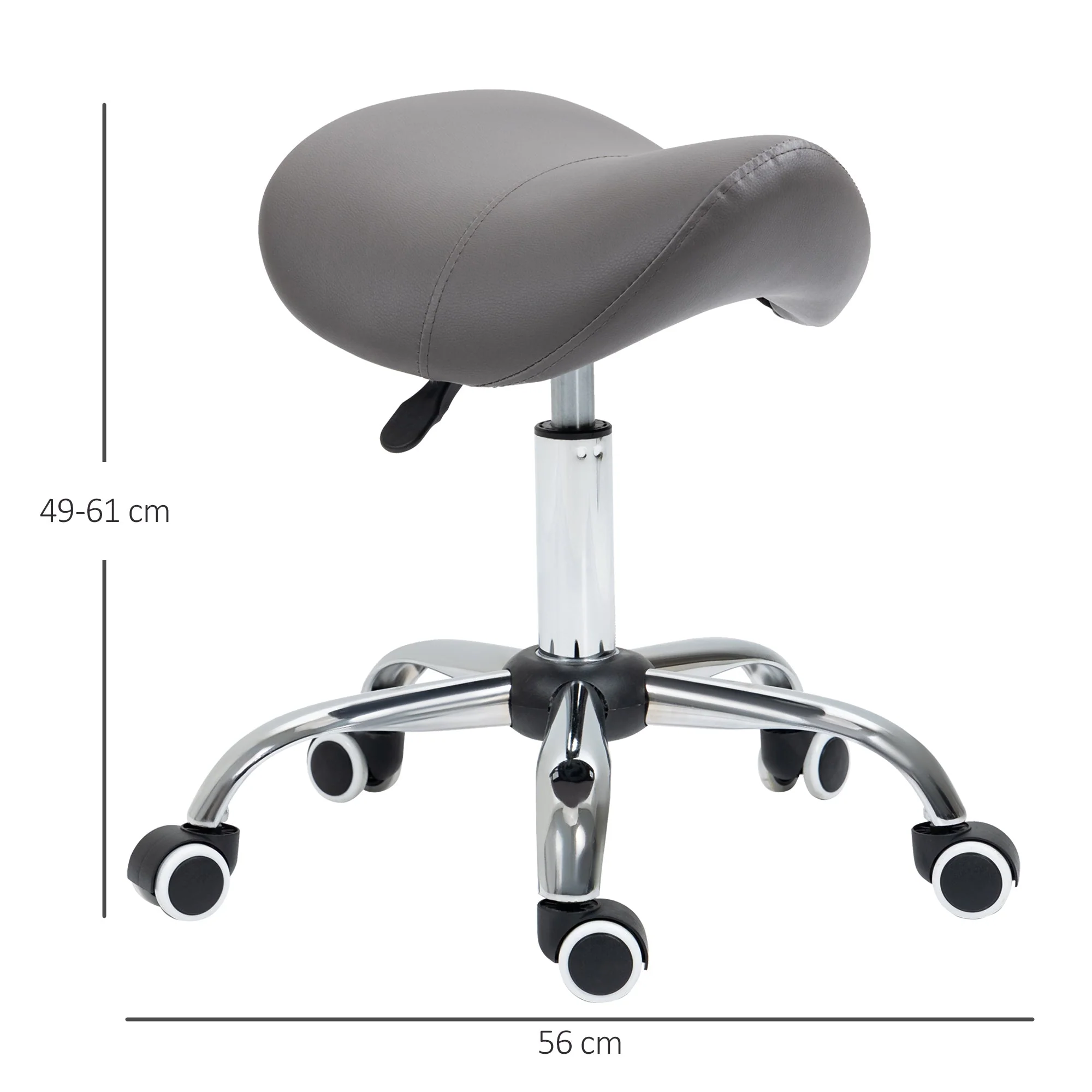 Cosmetic Stool 360° Rotate Height Adjustable Salon Massage Spa Chair Hydraulic Rolling Faux Leather Saddle Stool - Image 3