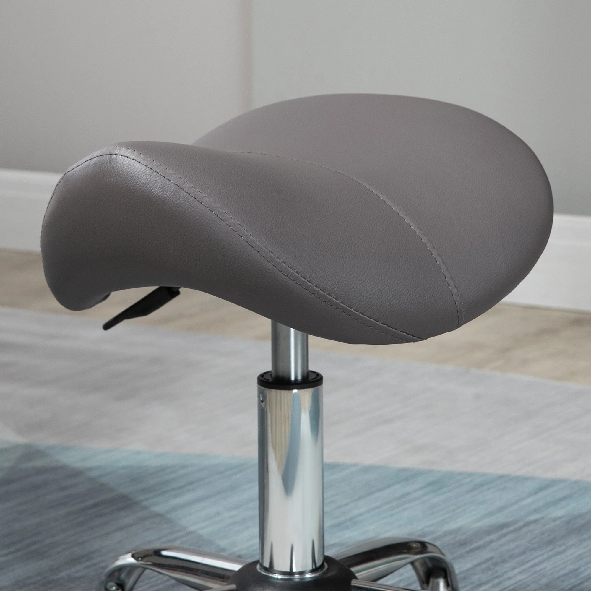 Cosmetic Stool 360° Rotate Height Adjustable Salon Massage Spa Chair Hydraulic Rolling Faux Leather Saddle Stool - Image 9