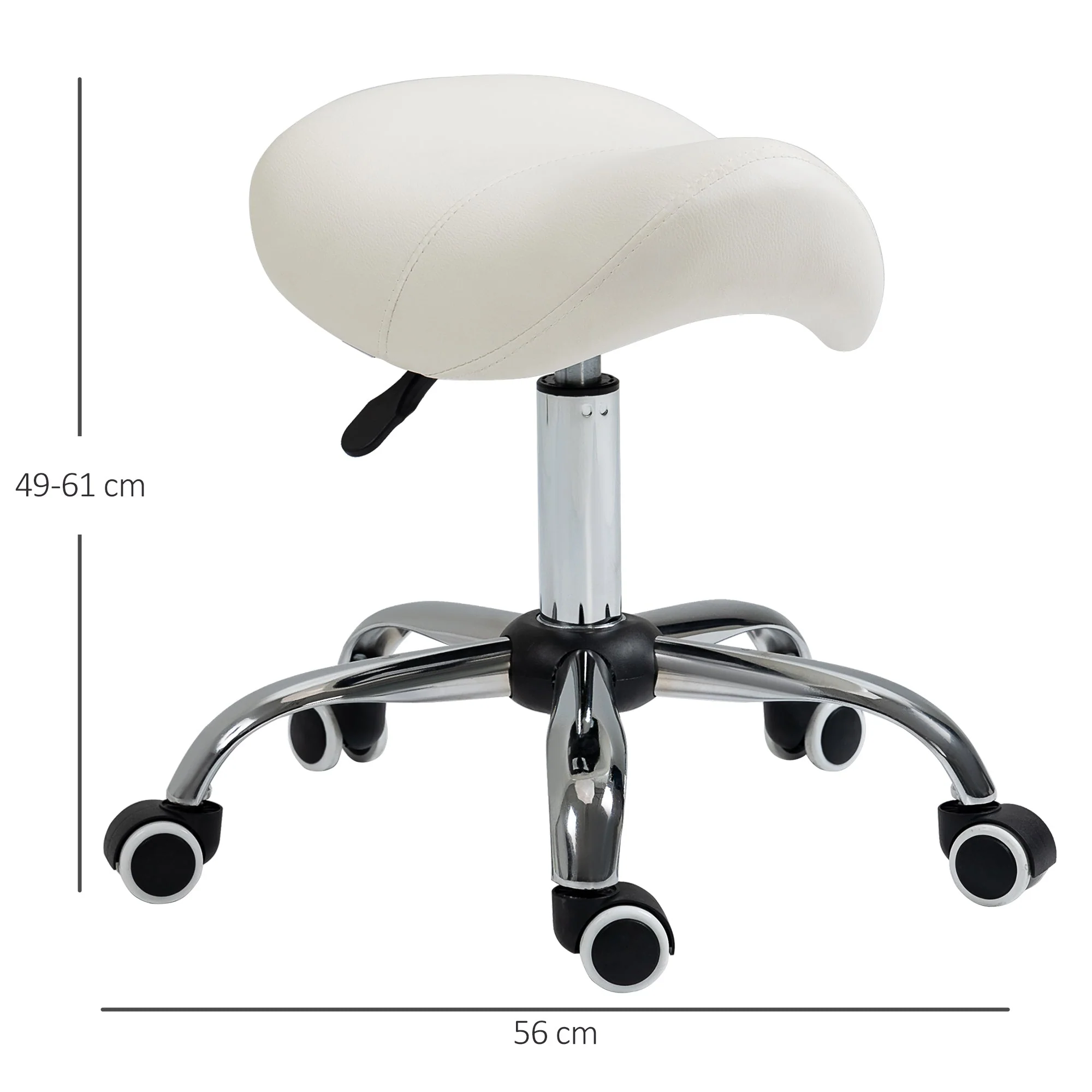 Cosmetic Stool 360° Rotate Height Adjustable Salon Massage Spa Chair Hydraulic Rolling Faux Leather Saddle Stool - Image 3