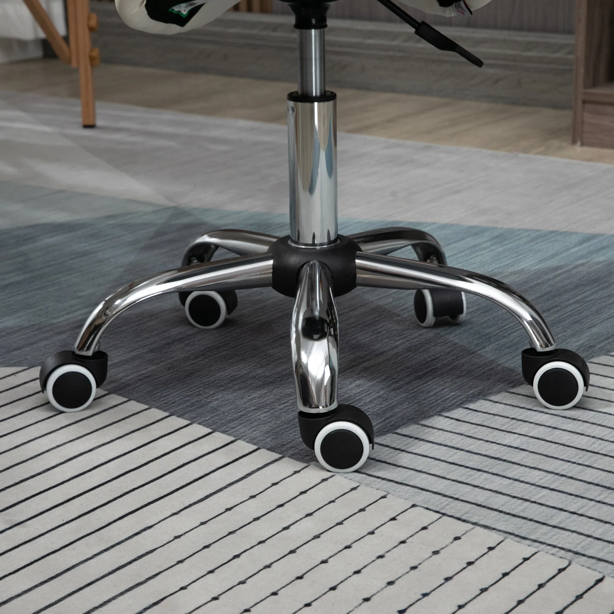 Cosmetic Stool 360° Rotate Height Adjustable Salon Massage Spa Chair Hydraulic Rolling Faux Leather Saddle Stool - Image 9