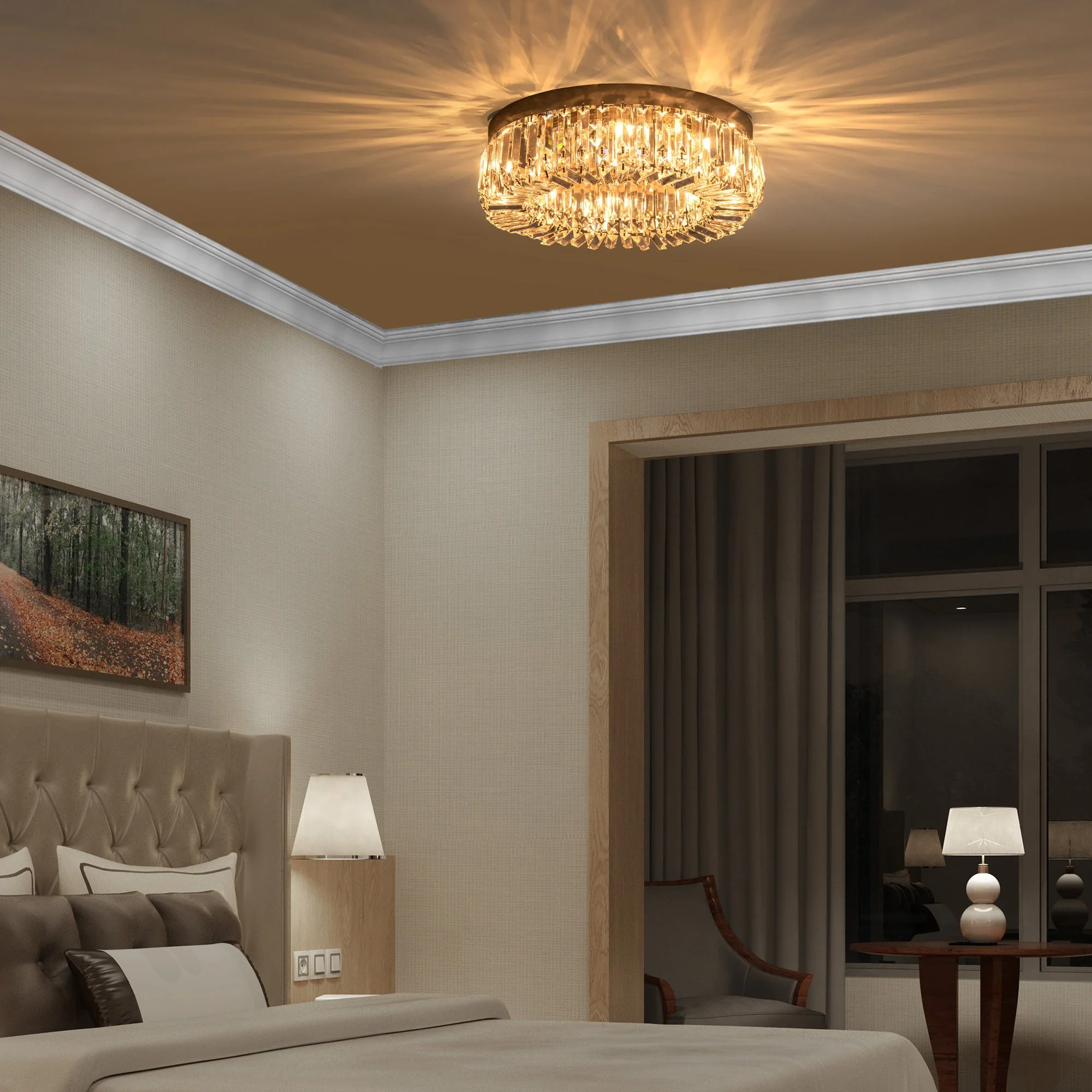 Crystal Ceiling Light Modern Chandeliers Stainless Steel Pendant Lights with Crystal Decorations for Living Room Bedroom Dining Room Hall Silver - Image 8