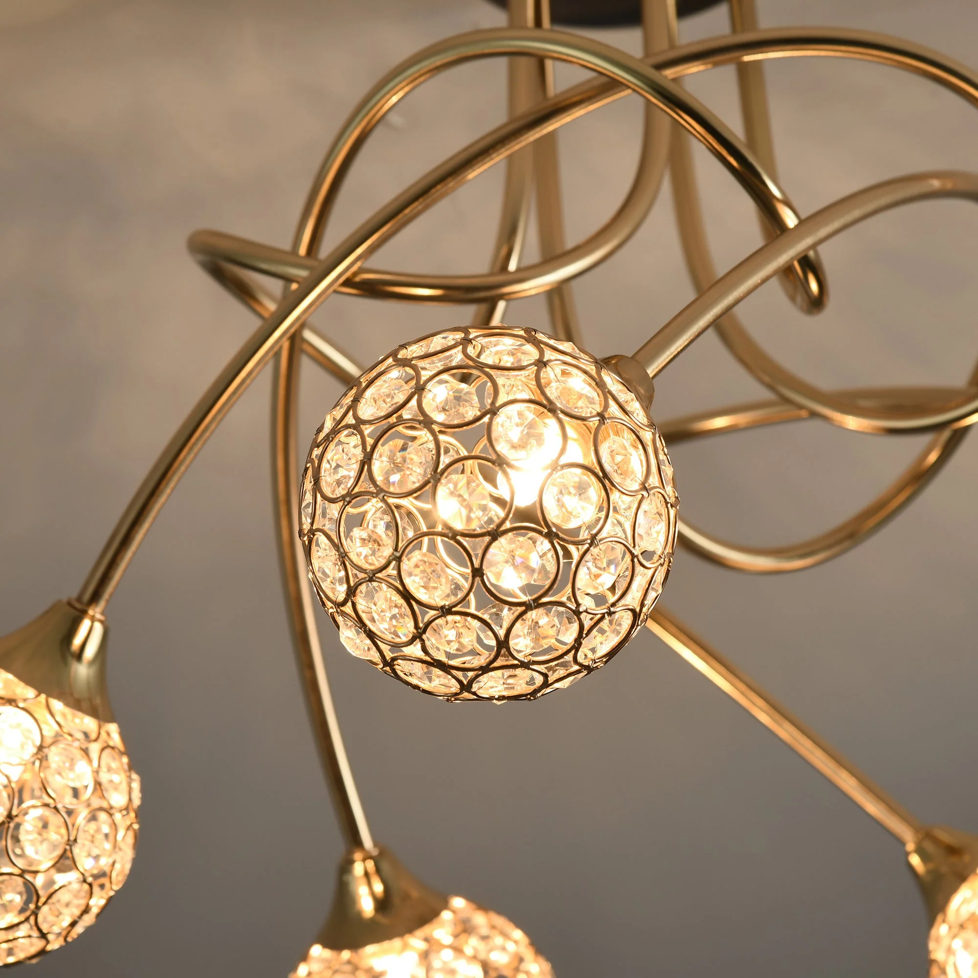 Crystal Chandelier Modern Pendant Light for Living Room with 5 Ball Lampshades 5 G9 Bulbs Required Gold Tone - Image 8