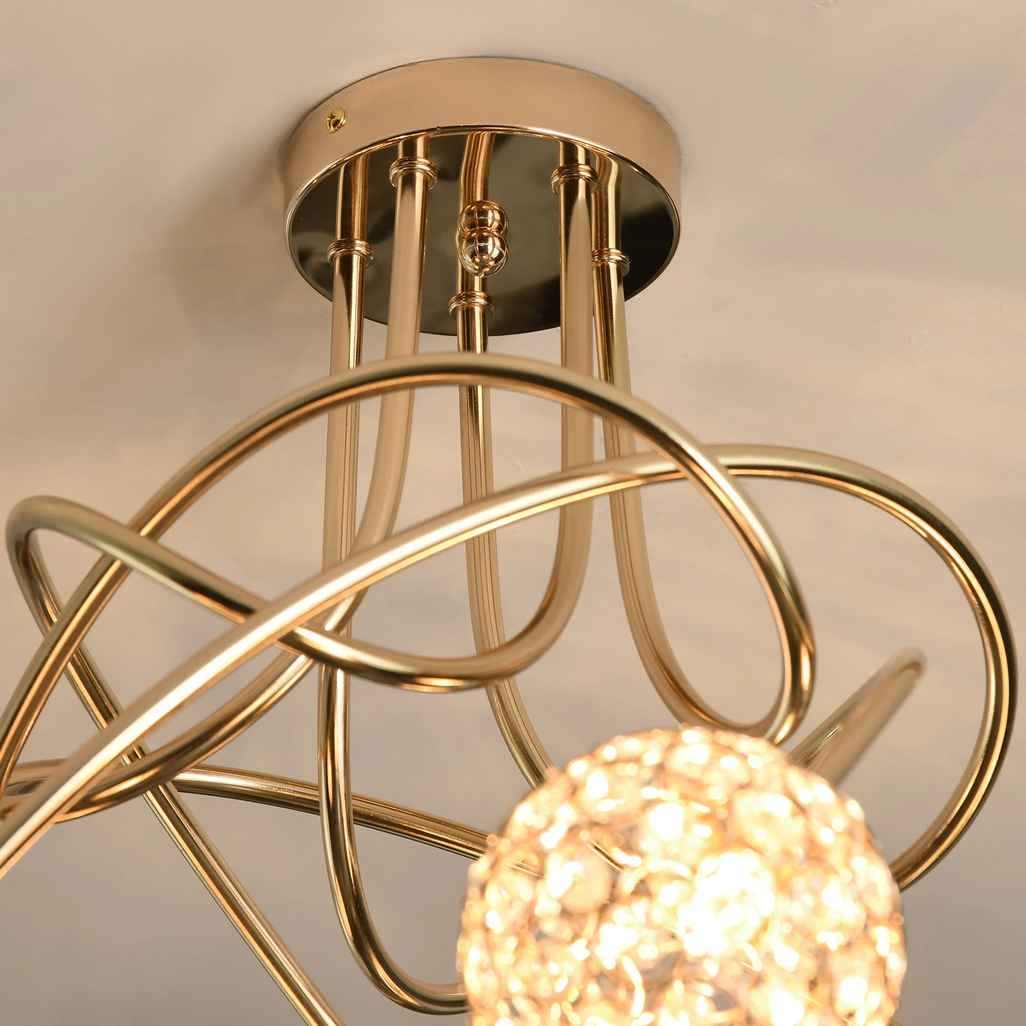 Crystal Chandelier Modern Pendant Light for Living Room with 5 Ball Lampshades 5 G9 Bulbs Required Gold Tone - Image 9
