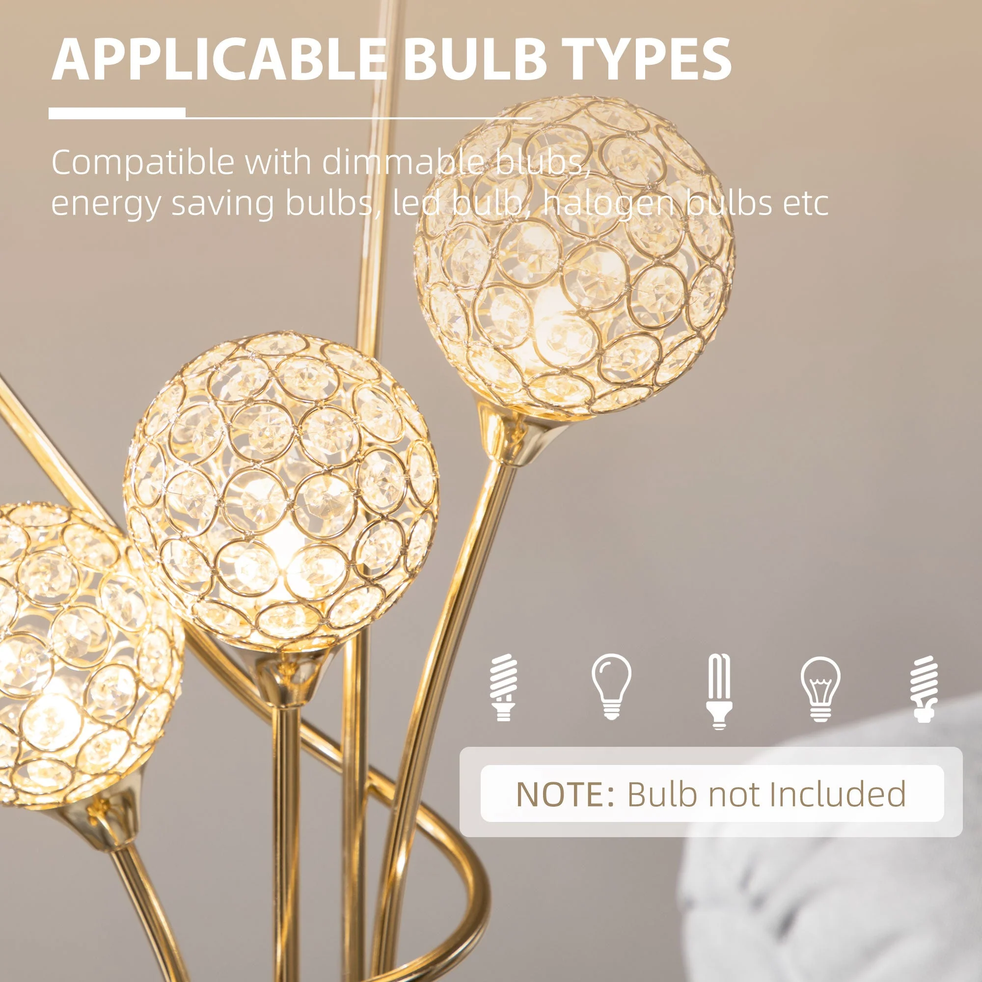 Crystal Floor Lamps for Living Room Bedroom with 5 Light - Image 5