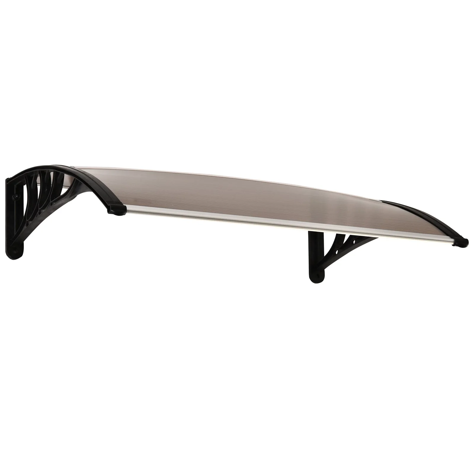 Curved Window Door Canopy Aluminium Rigid Plastic Polycarbonate Fixed Outdoor Awning Modern Design UV Water Rain Resist 120 x 75cm Brown - Image 8