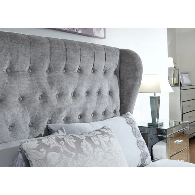 Dakota Double Ottoman Bed Fabric Grey 5 x 7ft - Image 4