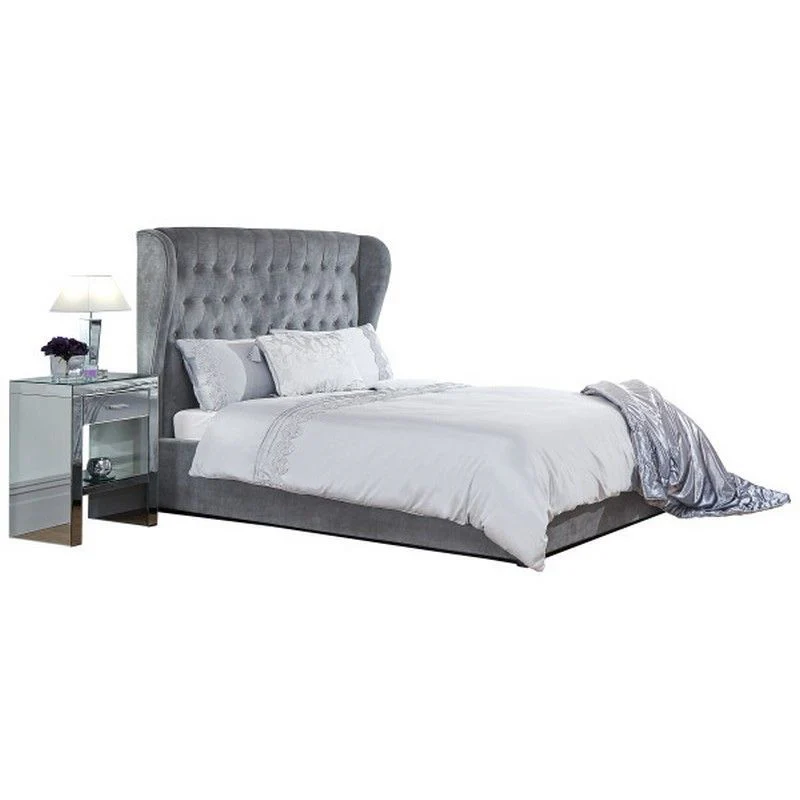 Dakota King Size Ottoman Bed Fabric Grey 6 x 7ft - Image 5