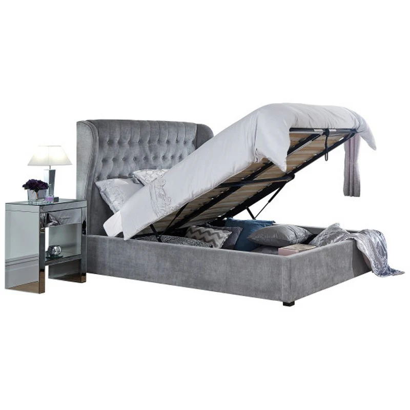 Dakota King Size Ottoman Bed Fabric Grey 6 x 7ft - Image 6