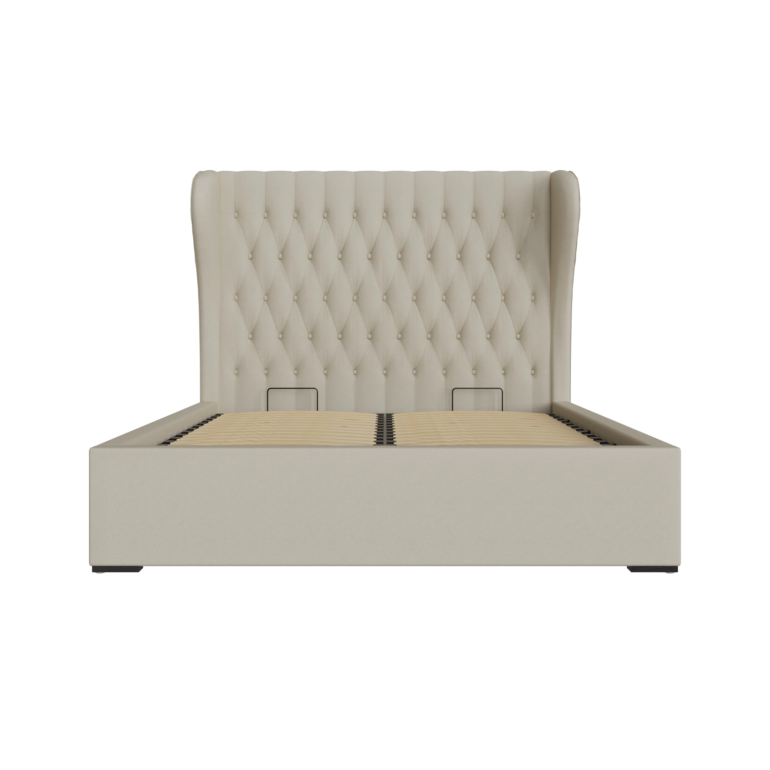 Dakota Double Ottoman Bed Wood & Fabric Natural 6 x 7ft - Image 3