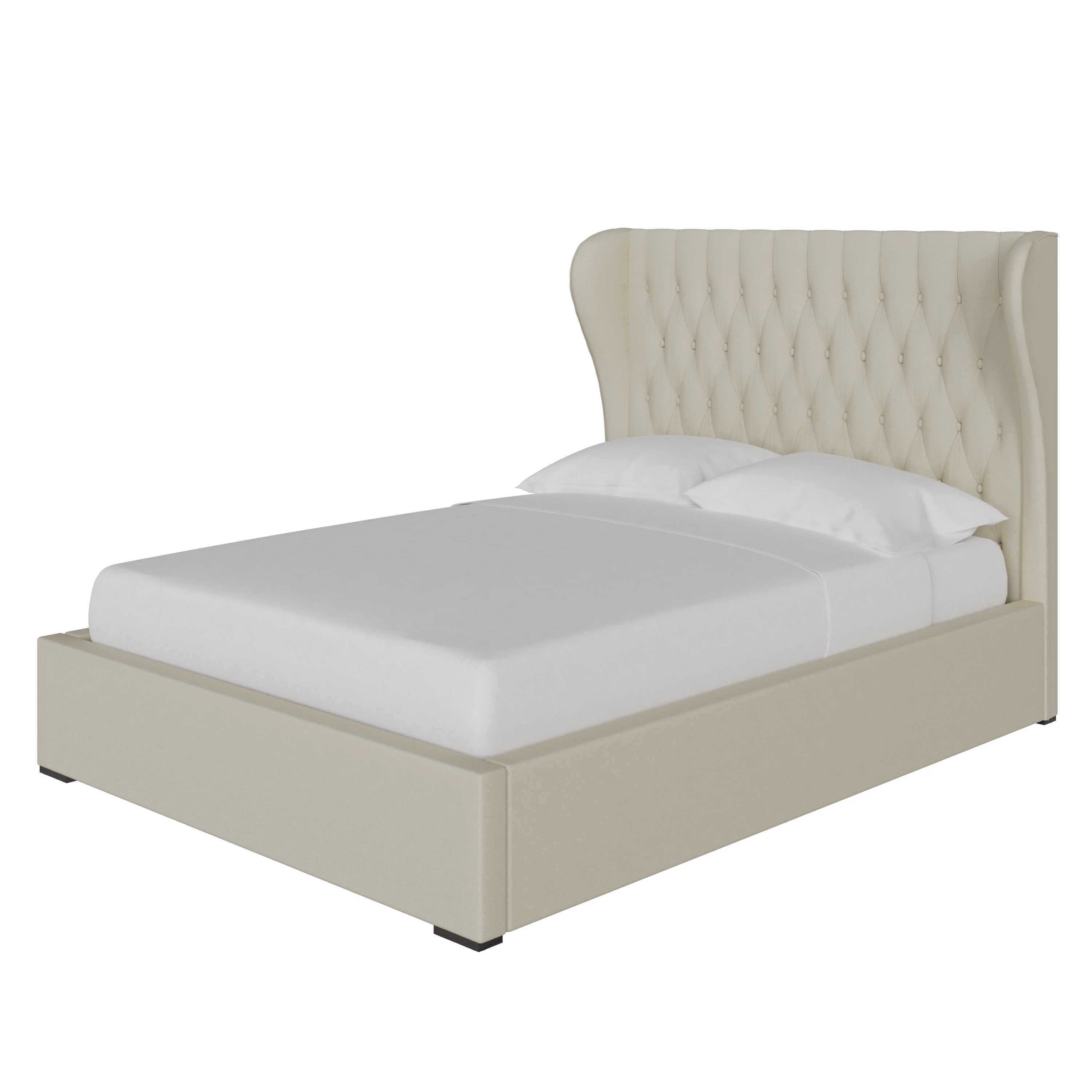 Dakota Small Double Ottoman Bed Wood & Fabric Natural 5 x 7ft