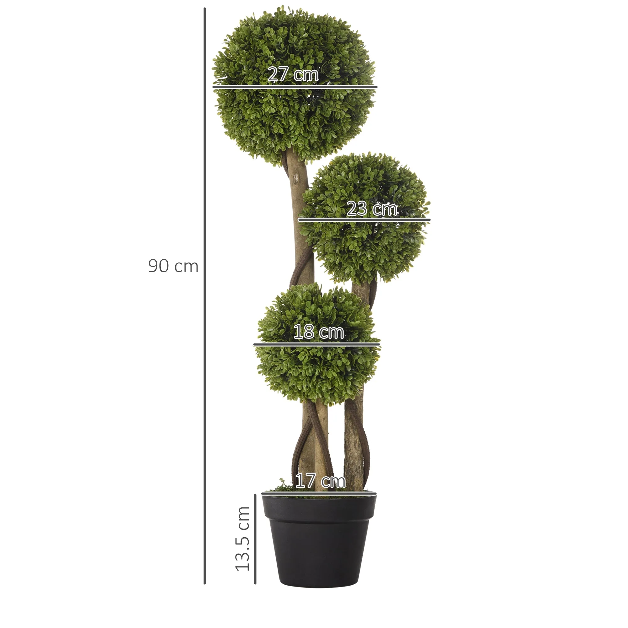 Decorative Artificial Plants Boxwood Ball Topiary Trees in Pot Fake Plants for Home Indoor Outdoor Decor - Image 2