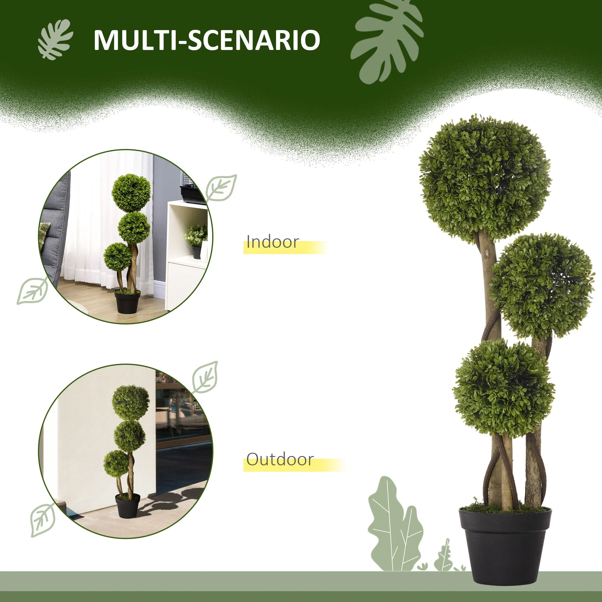 Decorative Artificial Plants Boxwood Ball Topiary Trees in Pot Fake Plants for Home Indoor Outdoor Decor - Image 4