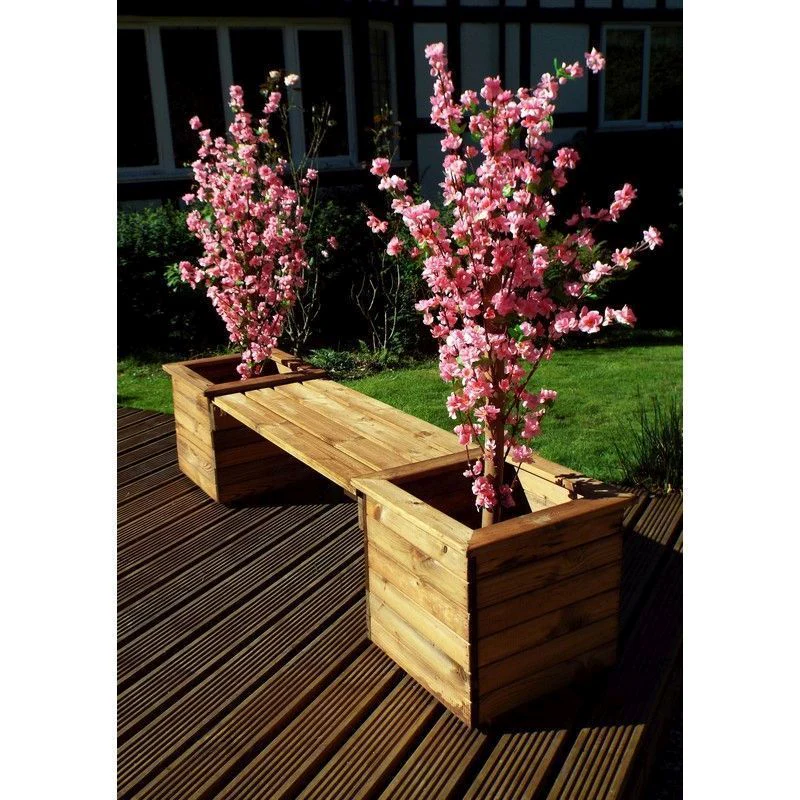 Deluxe Garden Planter Bench by Charles Taylor - 2 Seats Burgundy Cushions - Image 3