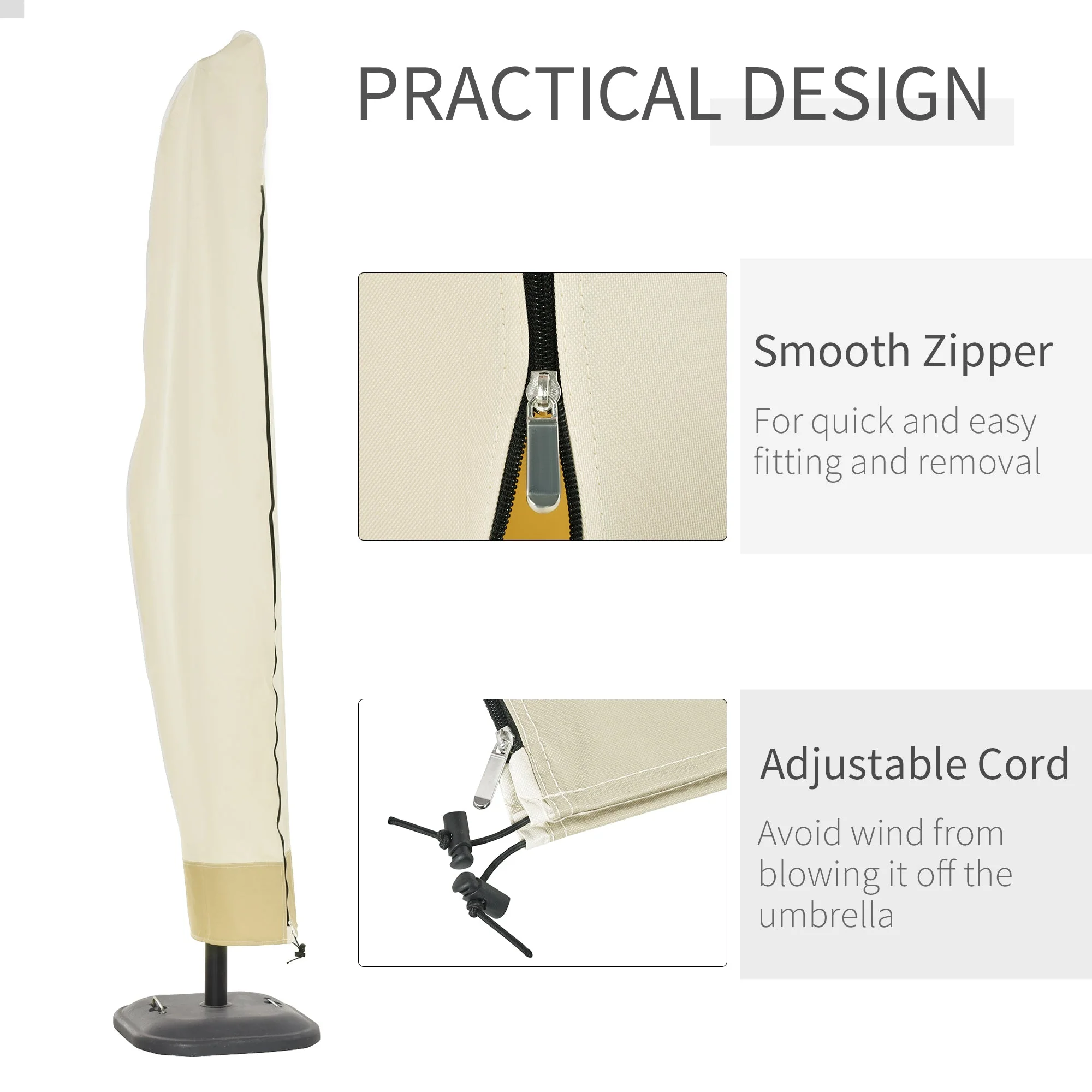Deluxe Large Garden Waterproof Parasol Cover Outdoor Furniture Patio Market Banana Umbrella Cantilever Protector Rain Dust Protective w/Zip ?56 x 220H cm - Image 4