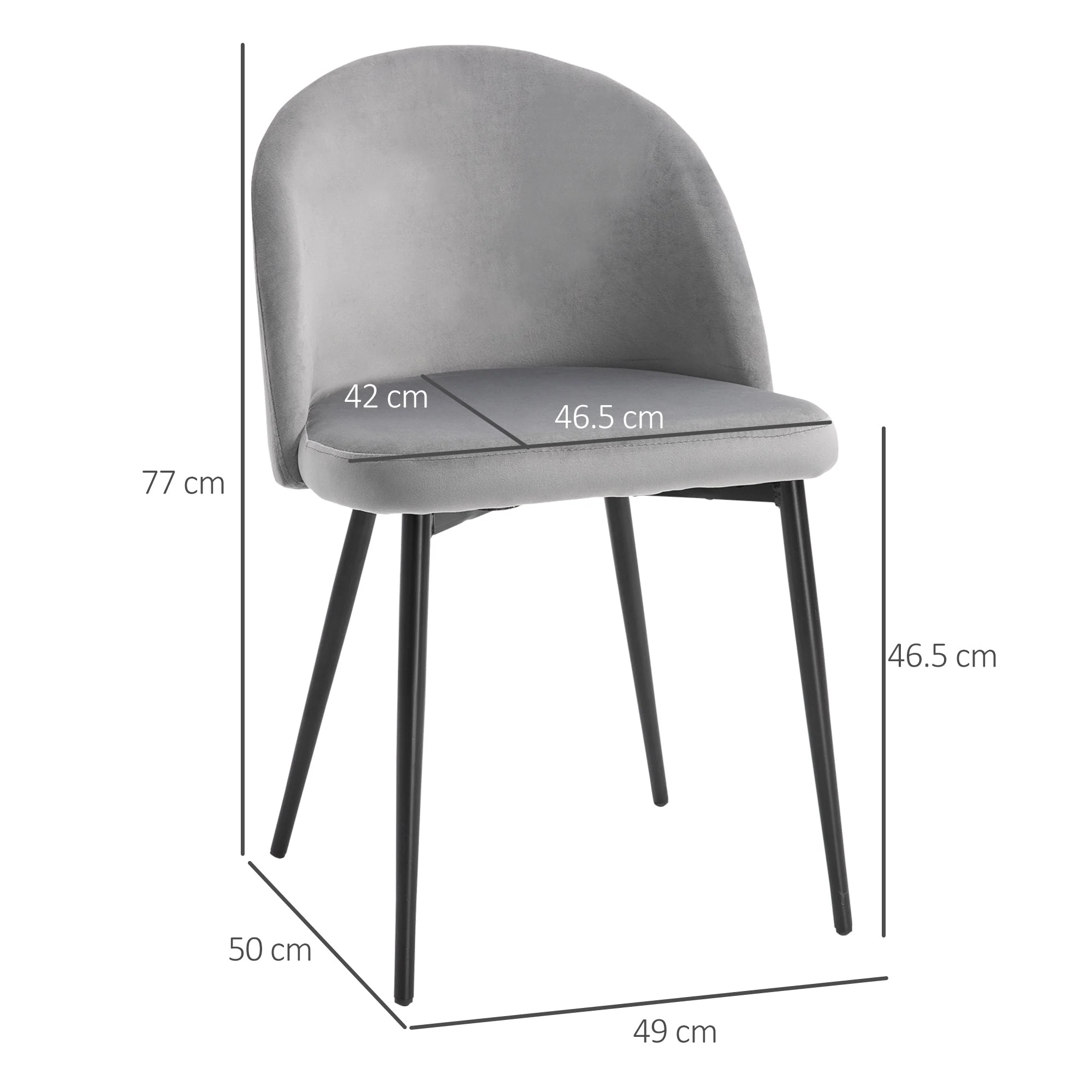 Dining Chairs Set of 2 Contemporary Design for Office Dining Kitchen w/Soft Fabric Seat and Back Living Room - Grey - Image 3