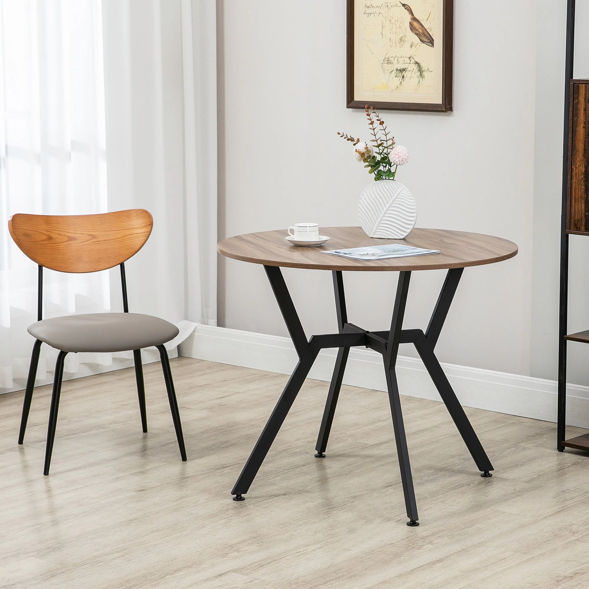 Dining Room Table with Black Legs Anti-slip Foot Pads for Living Room Dining Room 90 x 76 cm Brown - Image 2