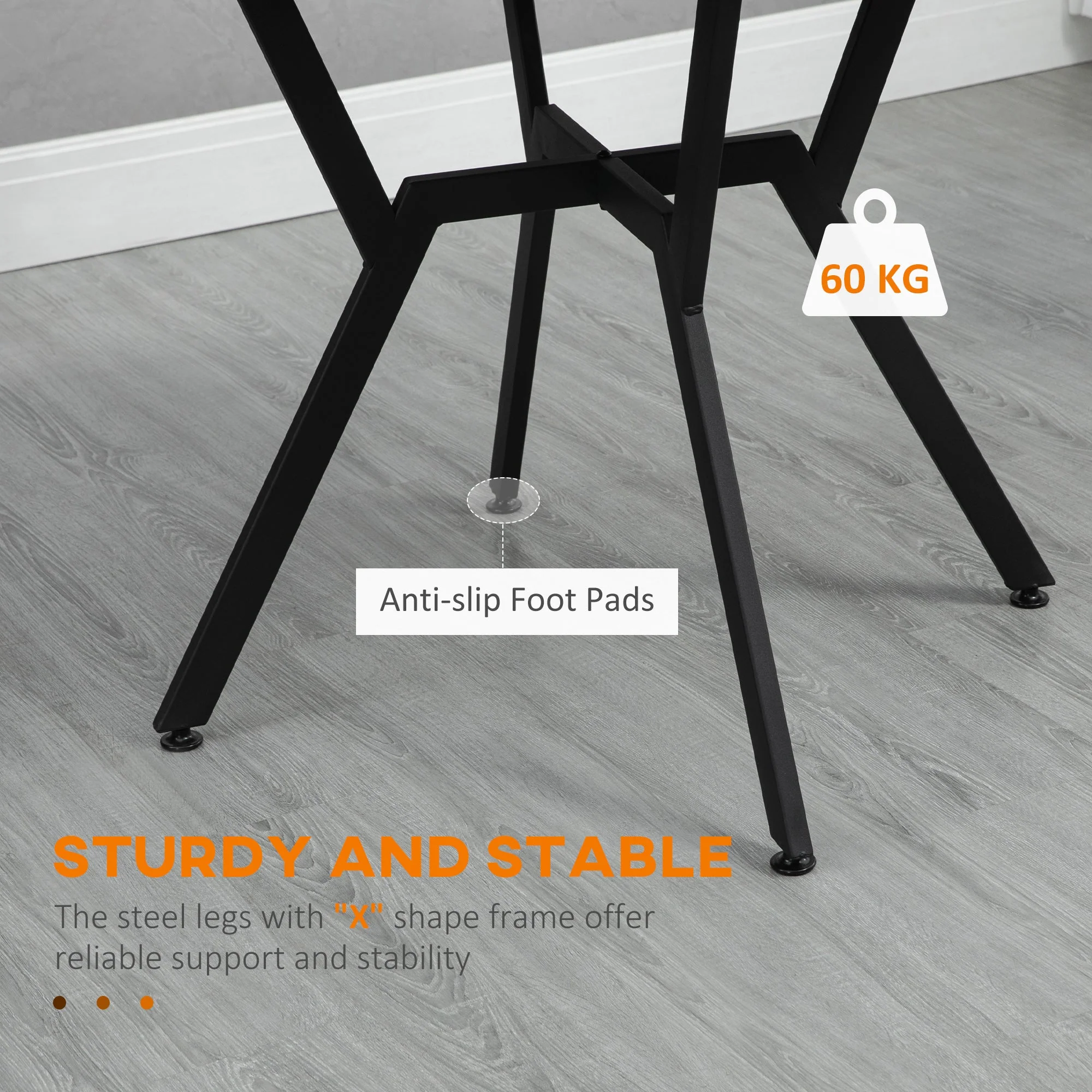 Dining Room Table with Black Legs Anti-slip Foot Pads for Living Room Dining Room 90 x 76 cm Brown - Image 5