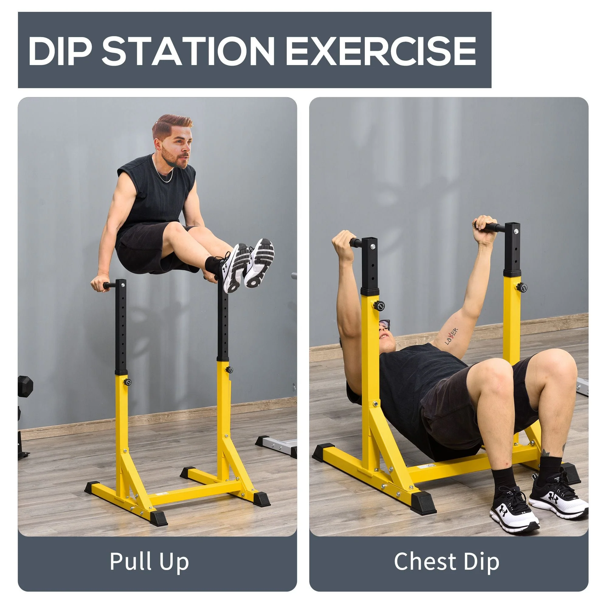 Dip Station Chin Up Parallel Bars Pull Up Power Tower Home Gym Workout Bicep Tricep Fitness Equipment Height Adjustable - Image 8