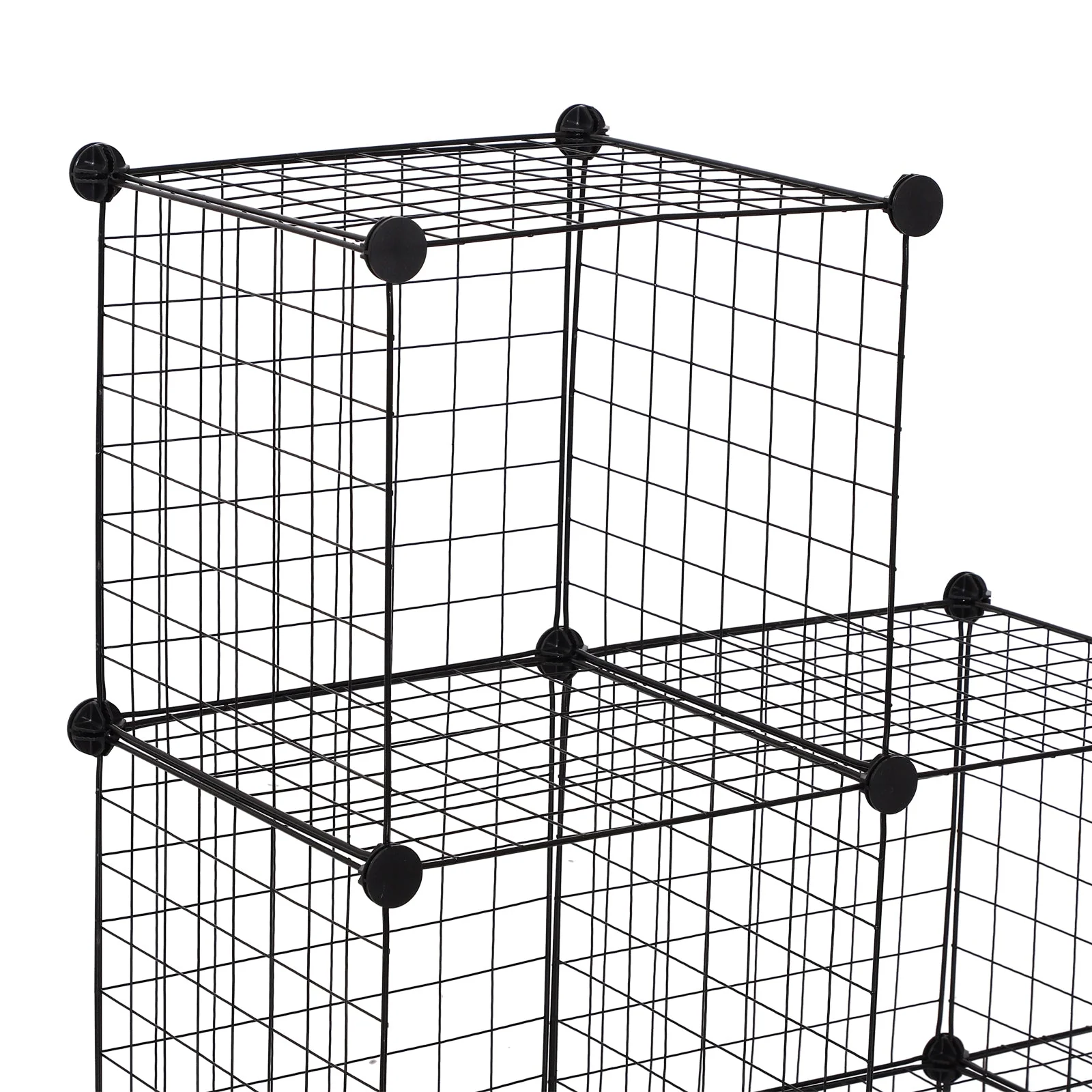 DIY 6 Cube Metal Wire Rack Interlocking Storage Cabinet Living Room Organiser Display Shelves Black - Image 4