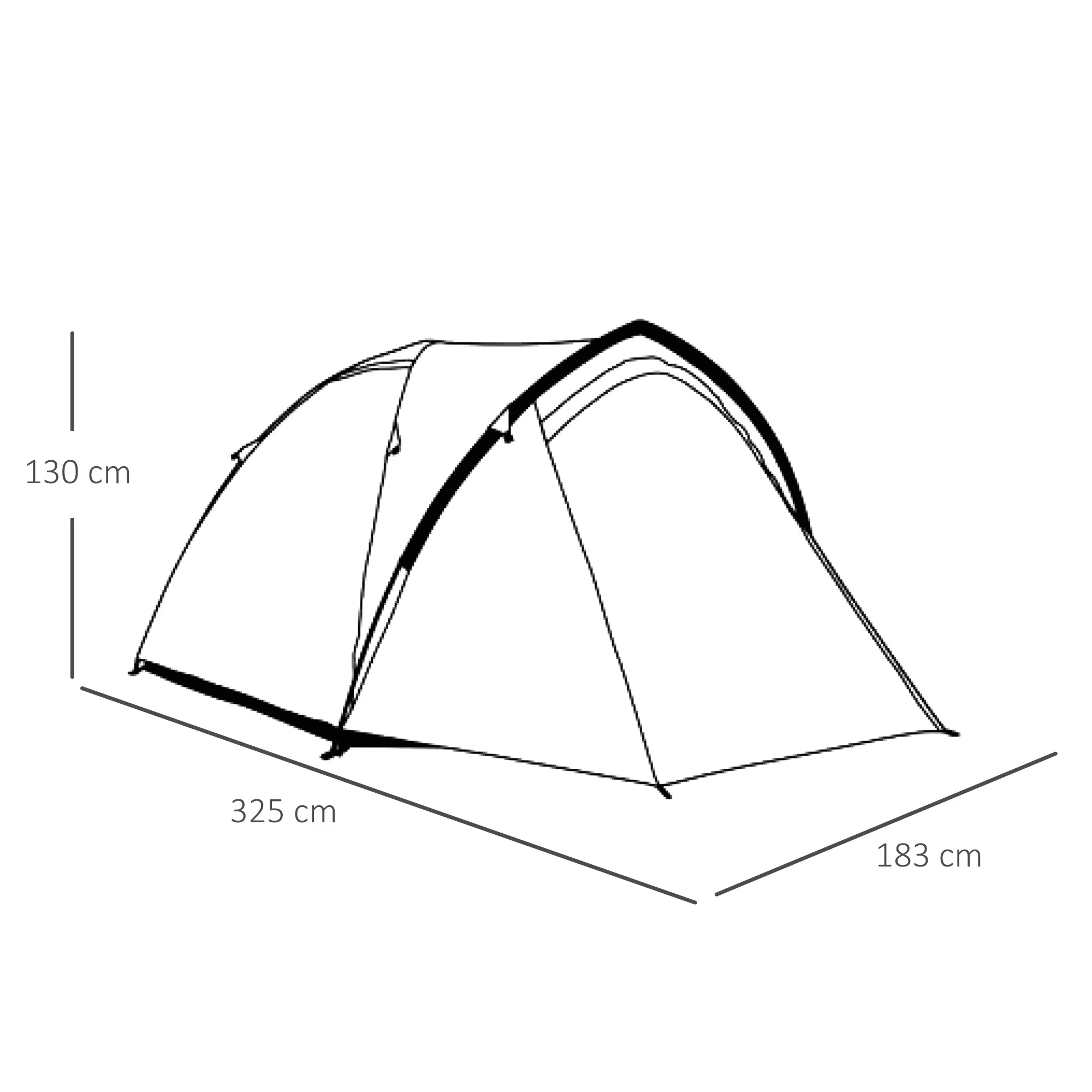 Dome Tent for 3-4 Person Family Tent with Large Windows Waterproof Green - Image 3