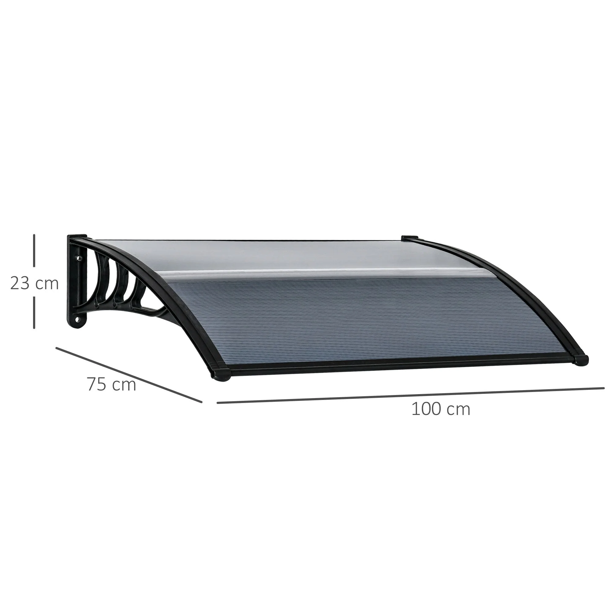 Door Canopy Awning Outdoor Window Rain Shelter Cover for Front/Back Door Porch Black 100 x 75cm - Image 3