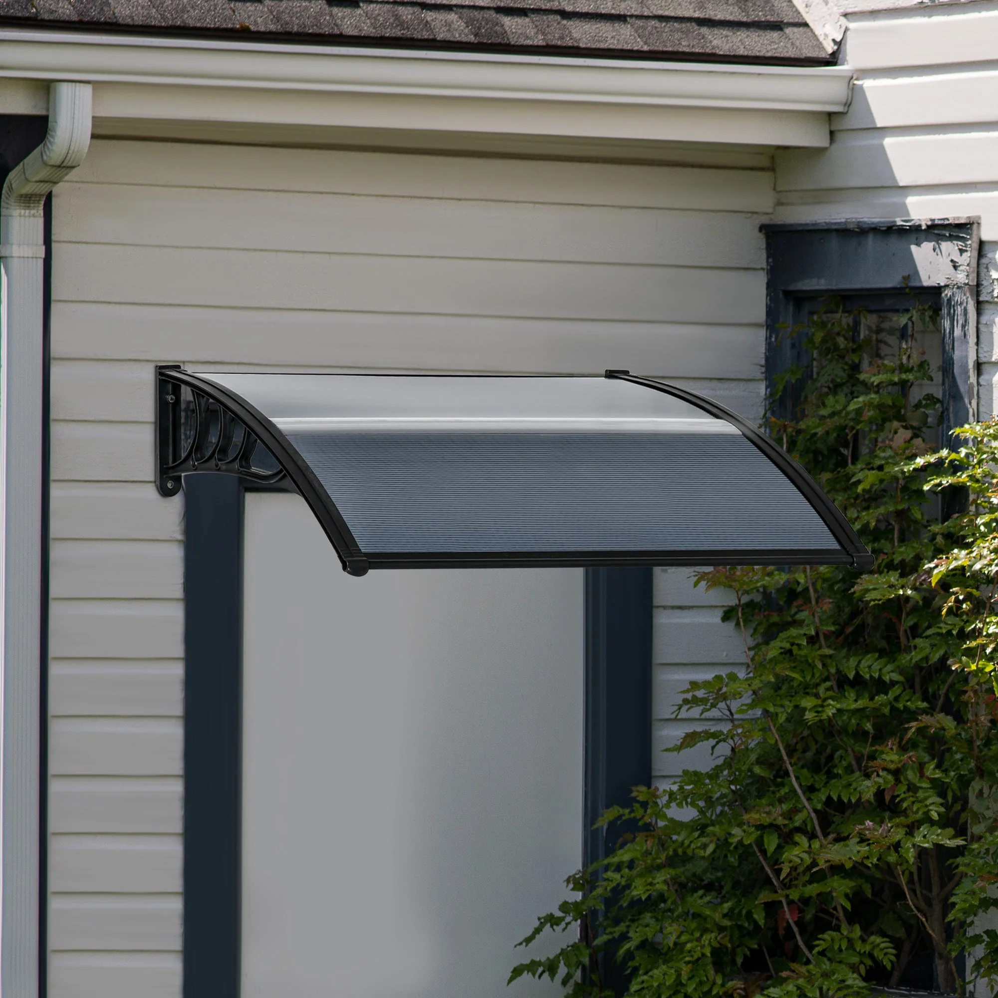 Door Canopy Awning Outdoor Window Rain Shelter Cover for Front/Back Door Porch Black 100 x 75cm - Image 7