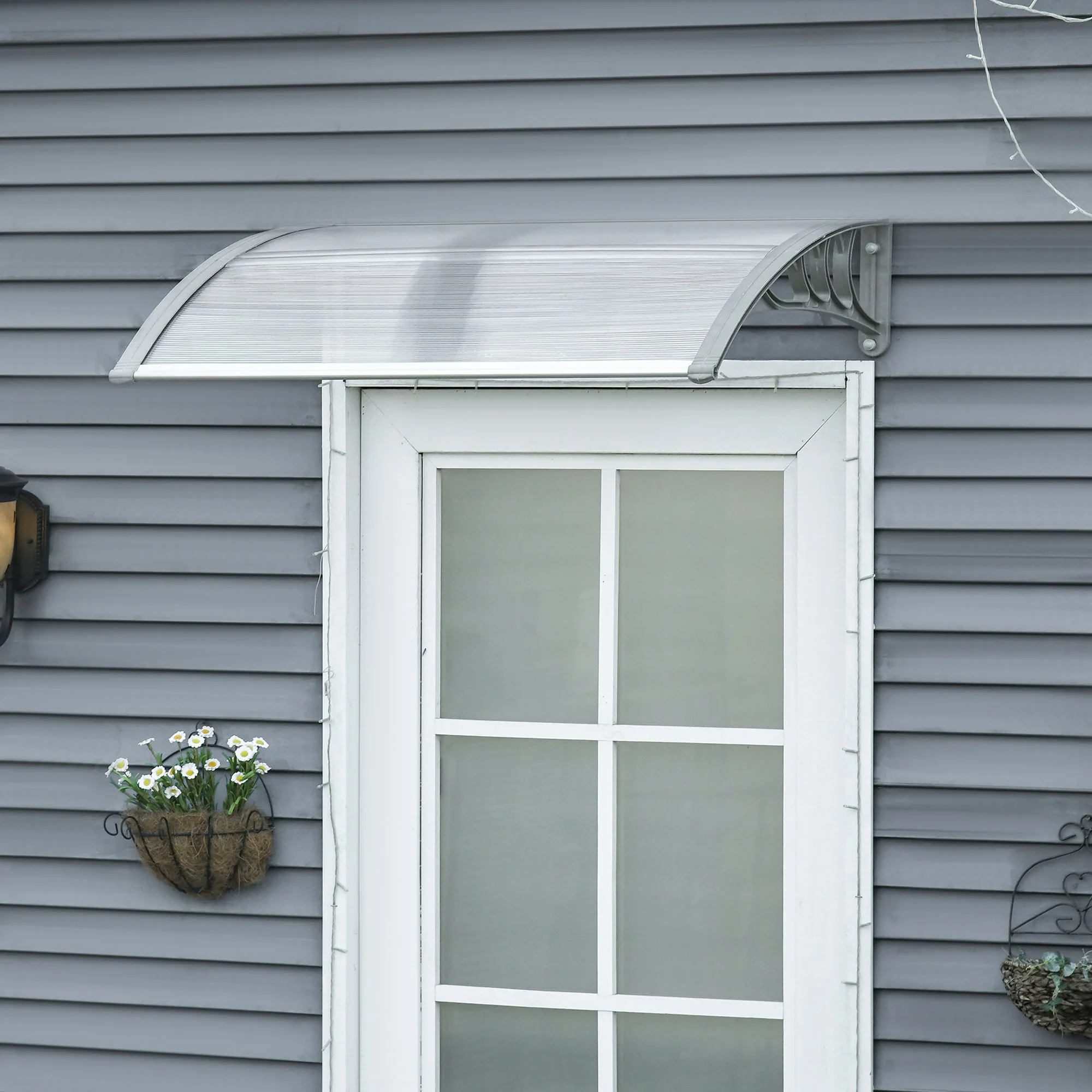 Door Canopy Awning Outdoor Window Rain Shelter Cover for Front/Back Door Porch Clear 100 x 75cm - Image 2