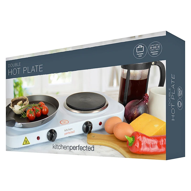 Double Electric Hotplate Cast Iron White - 2000W - Image 3