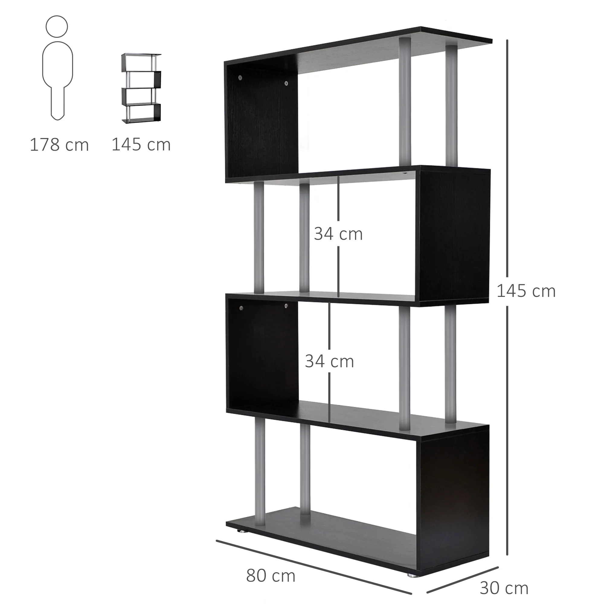 Double 'S' Shelving Unit - Black - Image 2