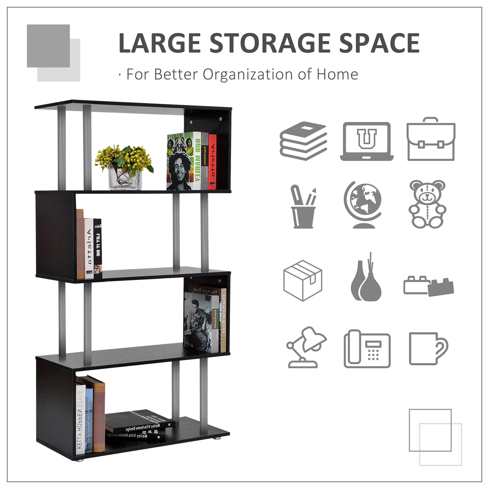 Double 'S' Shelving Unit - Black - Image 3