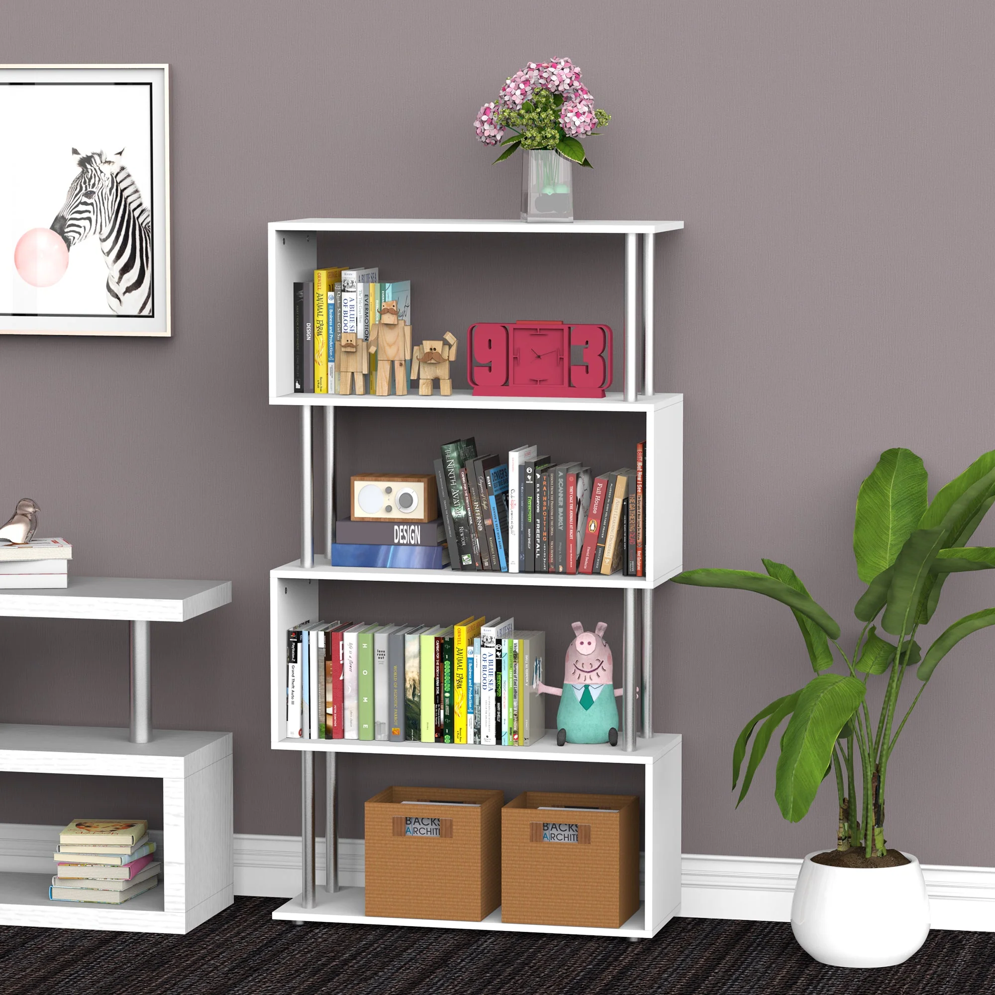 Double 'S' Shelving Unit - White - Image 2