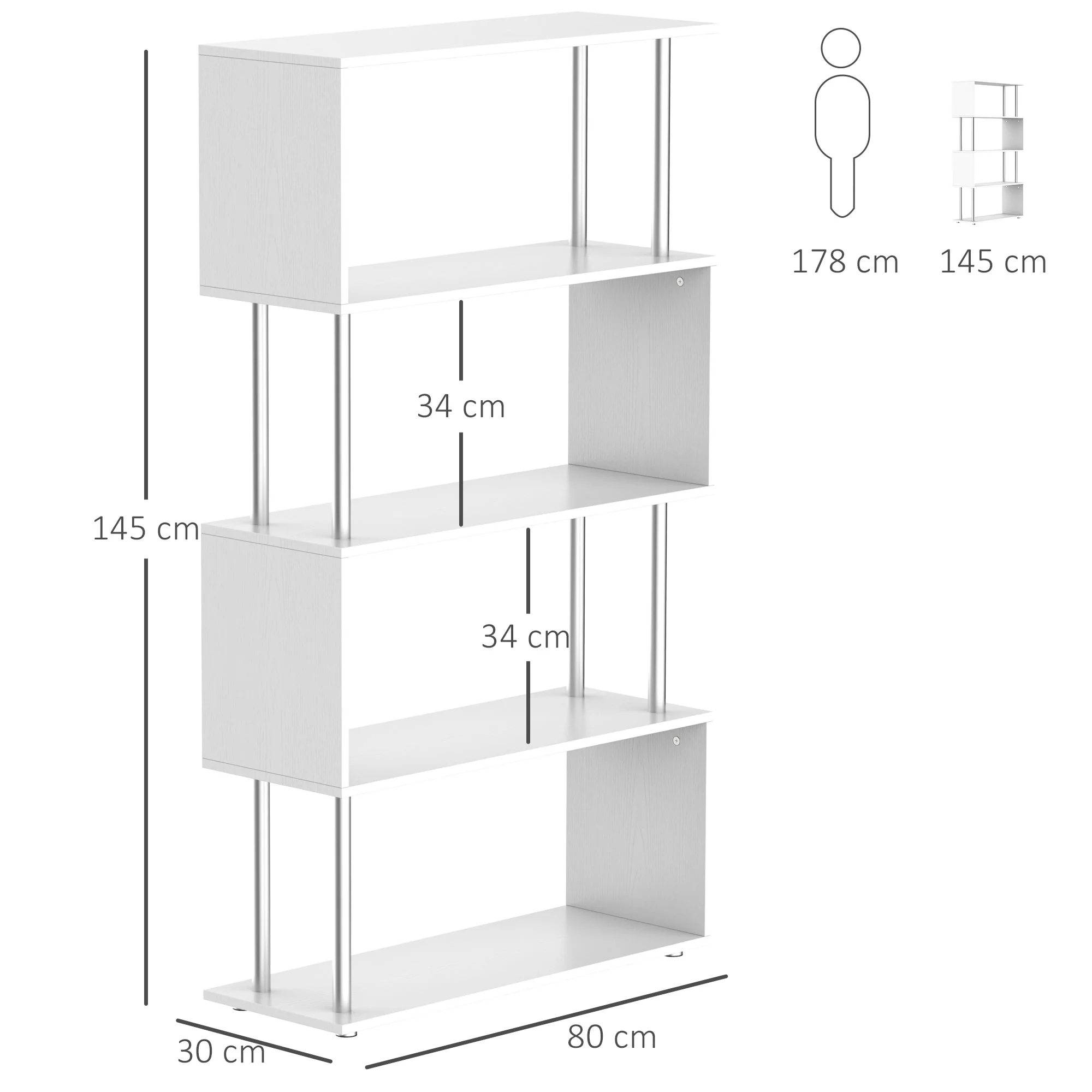 Double 'S' Shelving Unit - White - Image 3