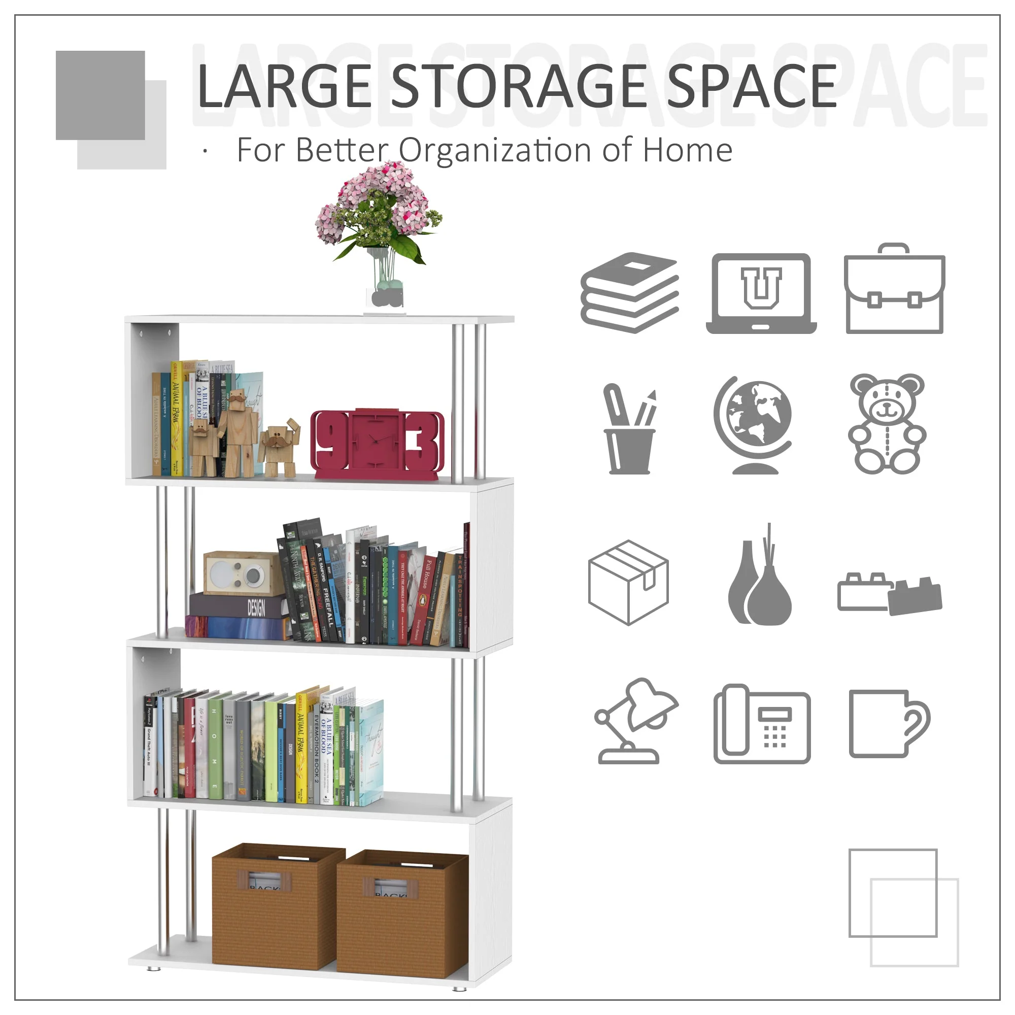 Double 'S' Shelving Unit - White - Image 4