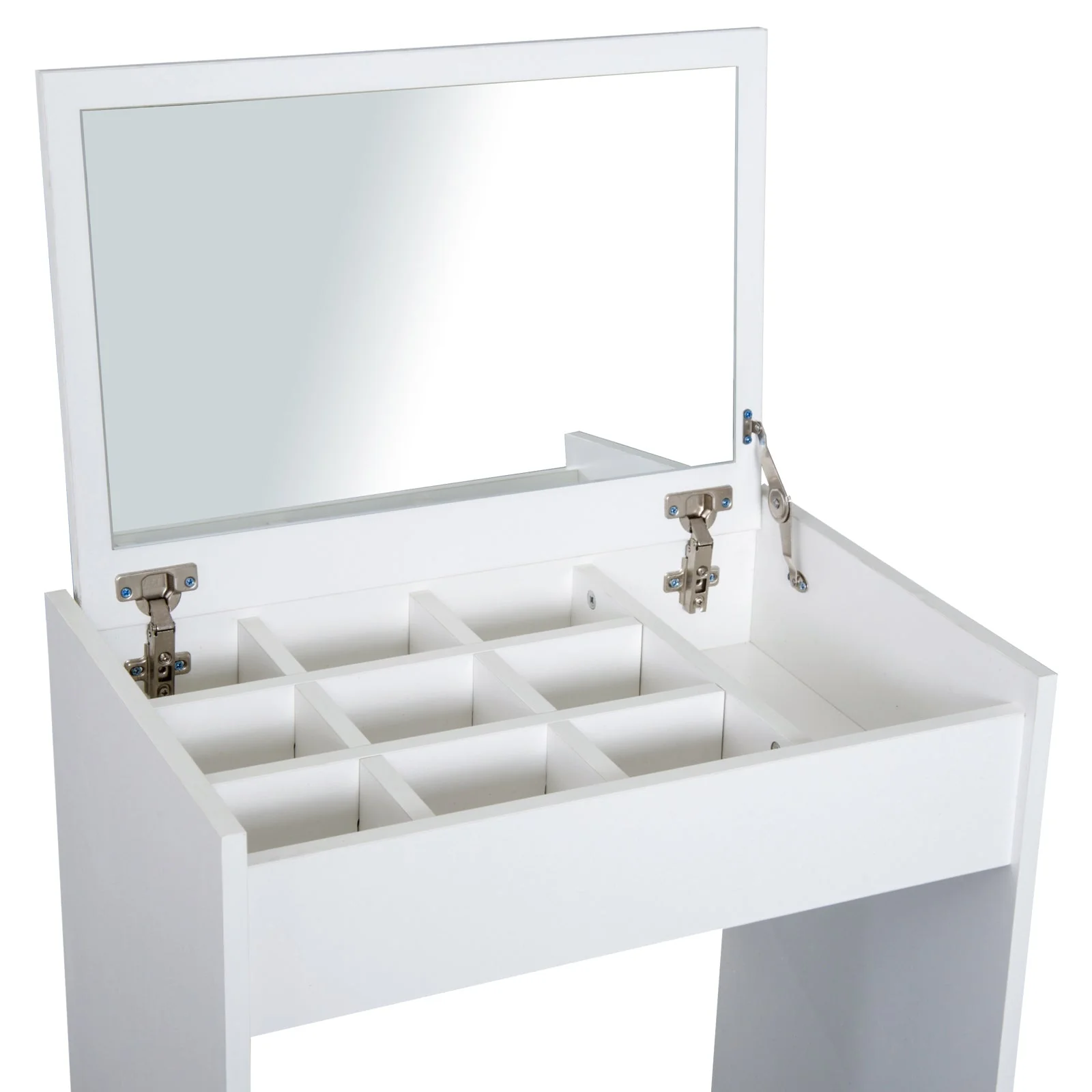 Dressing Table Set Padded Stool Dresser with Flip-up Mirror Multi-purpose - White - Image 7