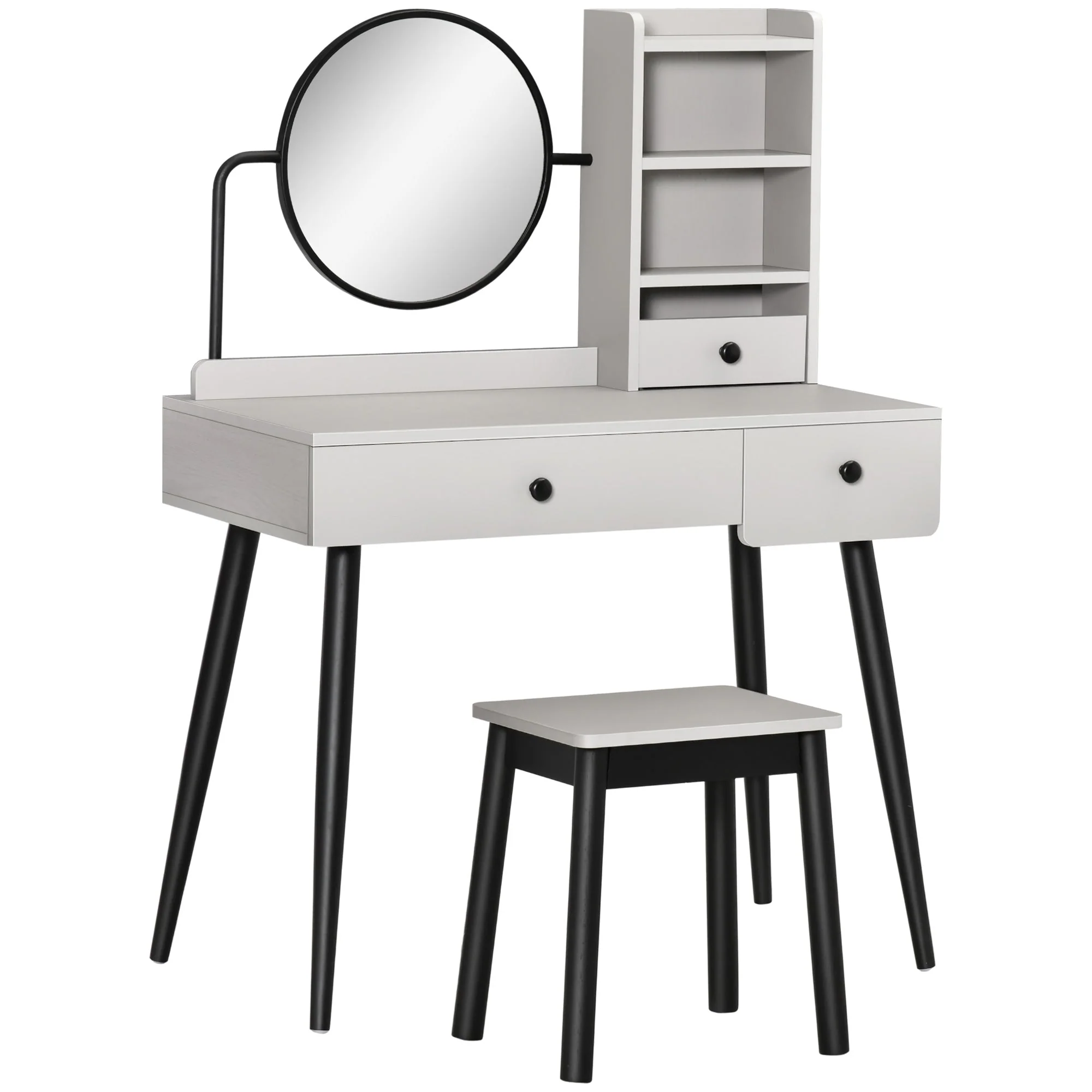 Dressing Table Set with Mirror and Stool - Image 2