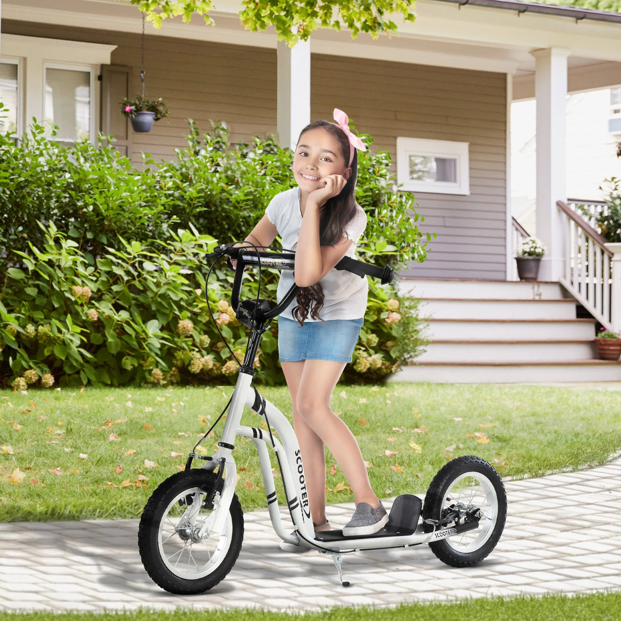 Dual Brakes 12" Metal frame Kick Scooter adjustable black - Image 2