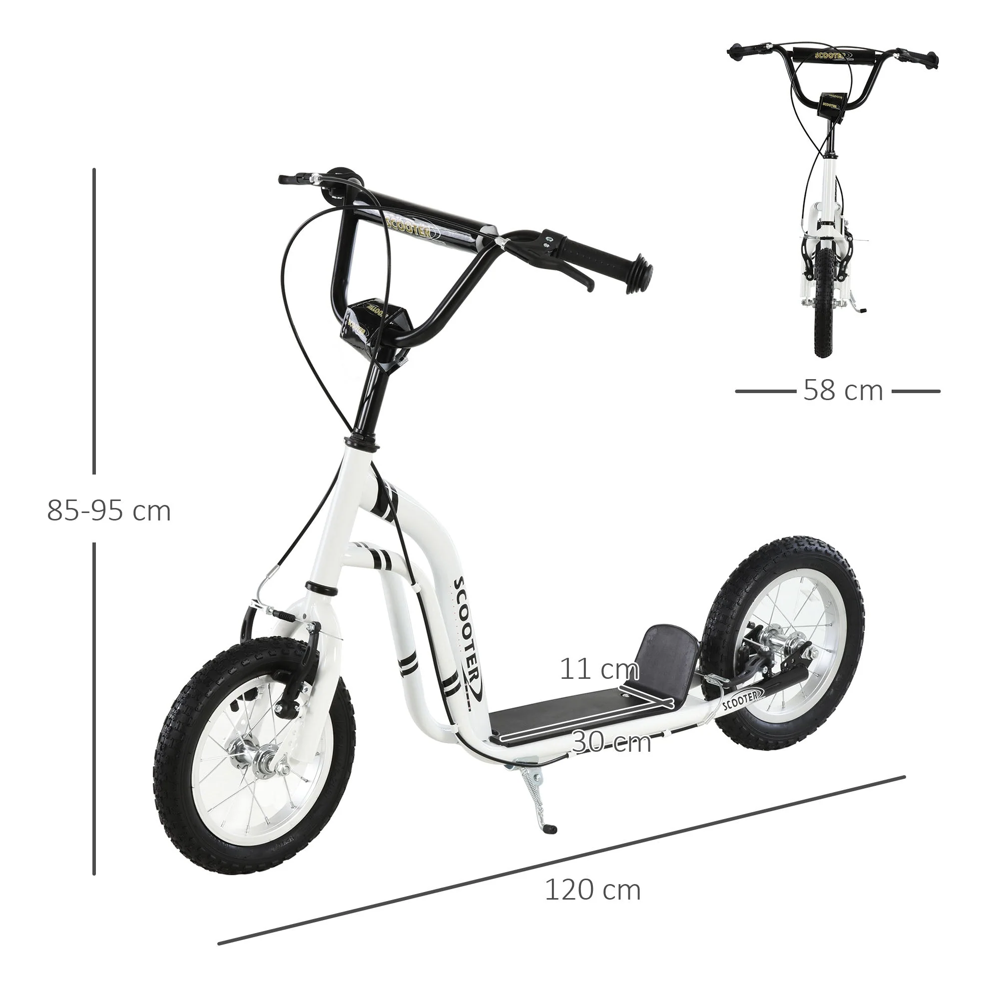 Dual Brakes 12" Metal frame Kick Scooter adjustable black - Image 3