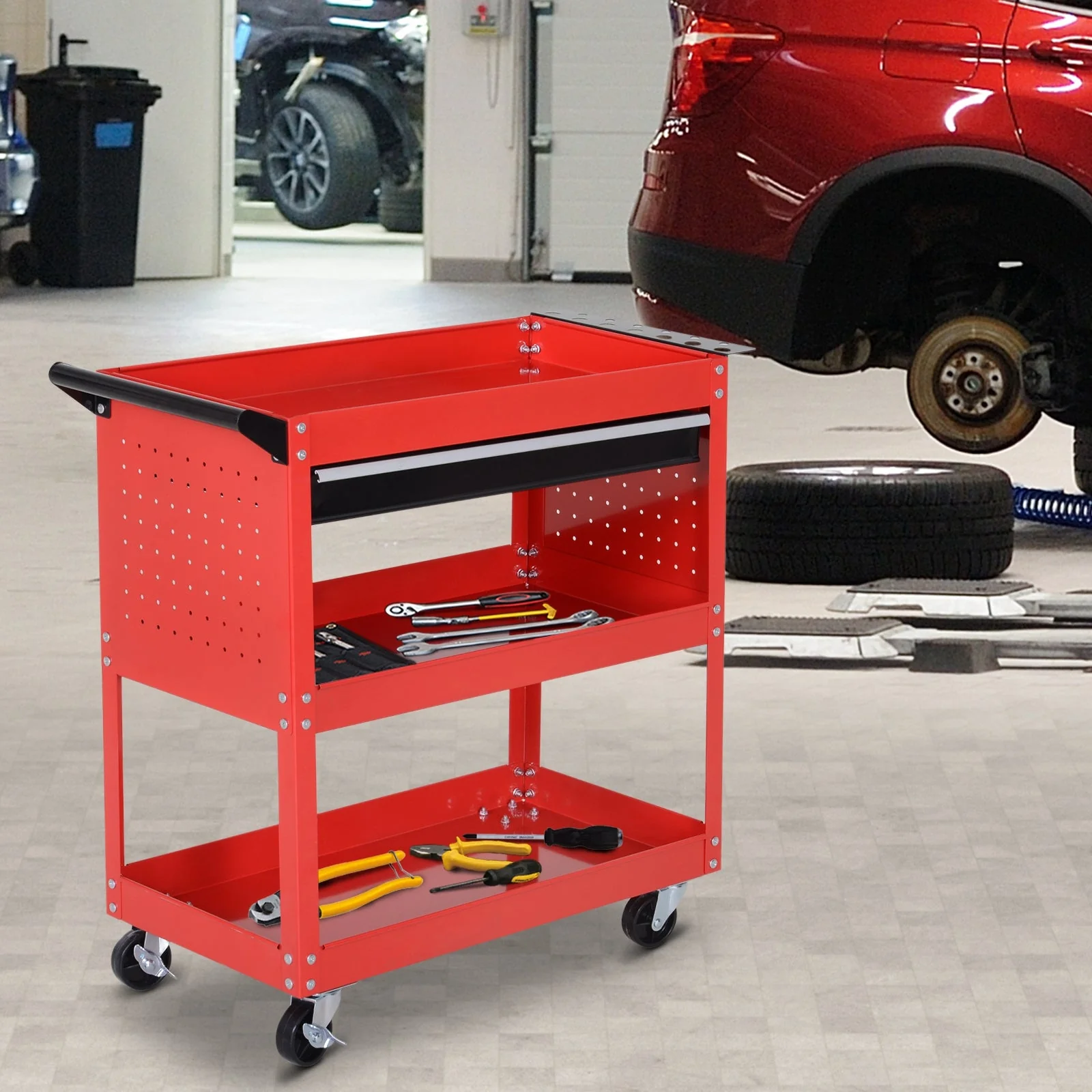 DURHAND 3-Tier Tool Trolley Tool Storage Cart - Image 2