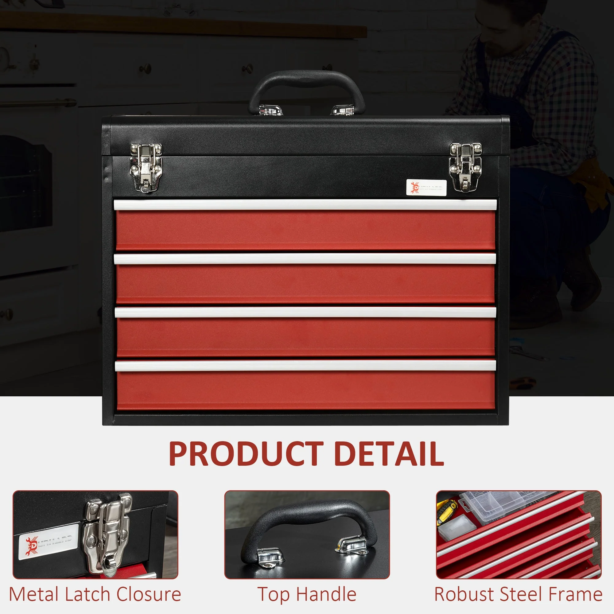 DURHAND 4 Drawer Tool Chest - Image 4