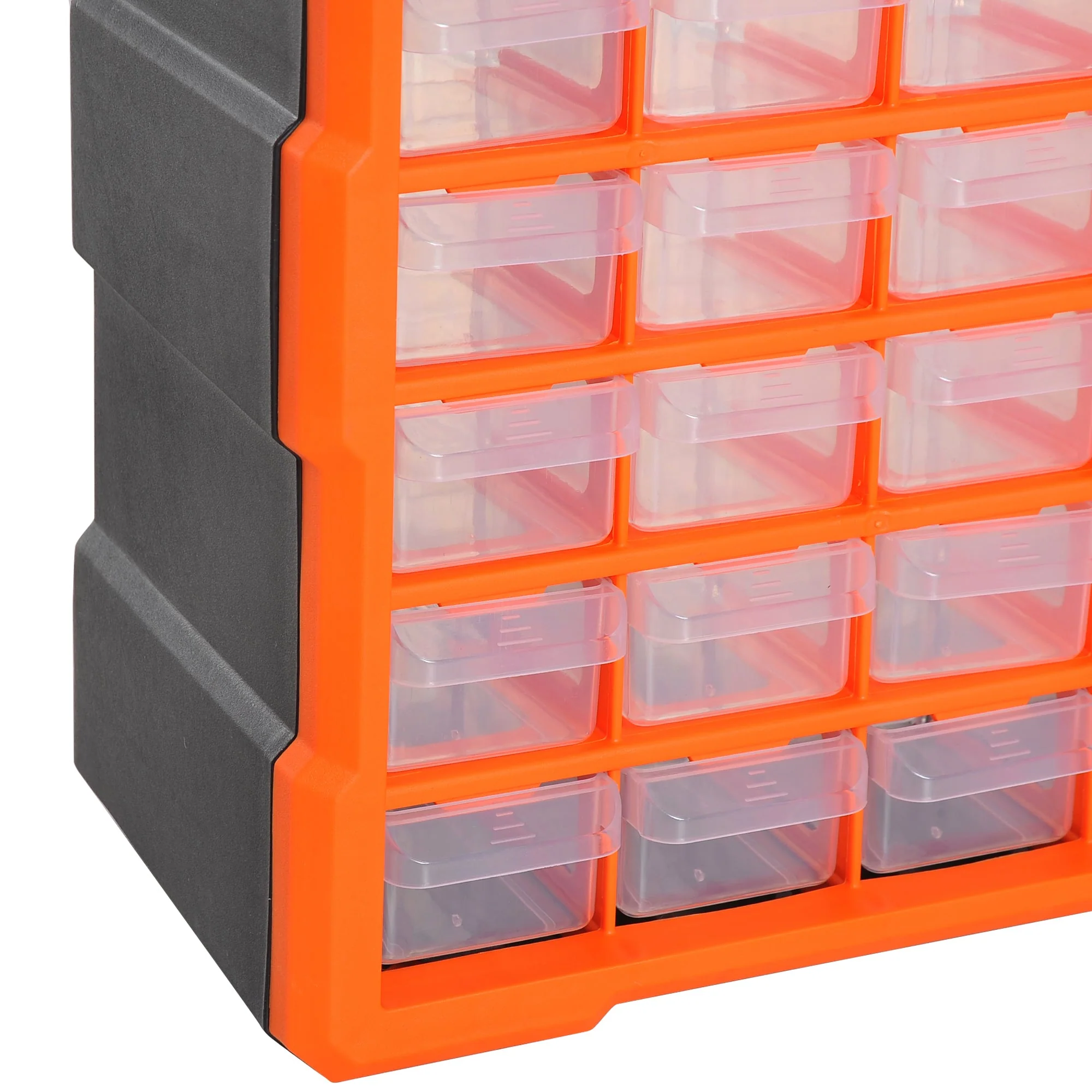 Durhand 60 Drawers Parts Organiser Wall Mount Storage Cabinet Garage Small Nuts Bolts Tools Clear Orange - Image 8