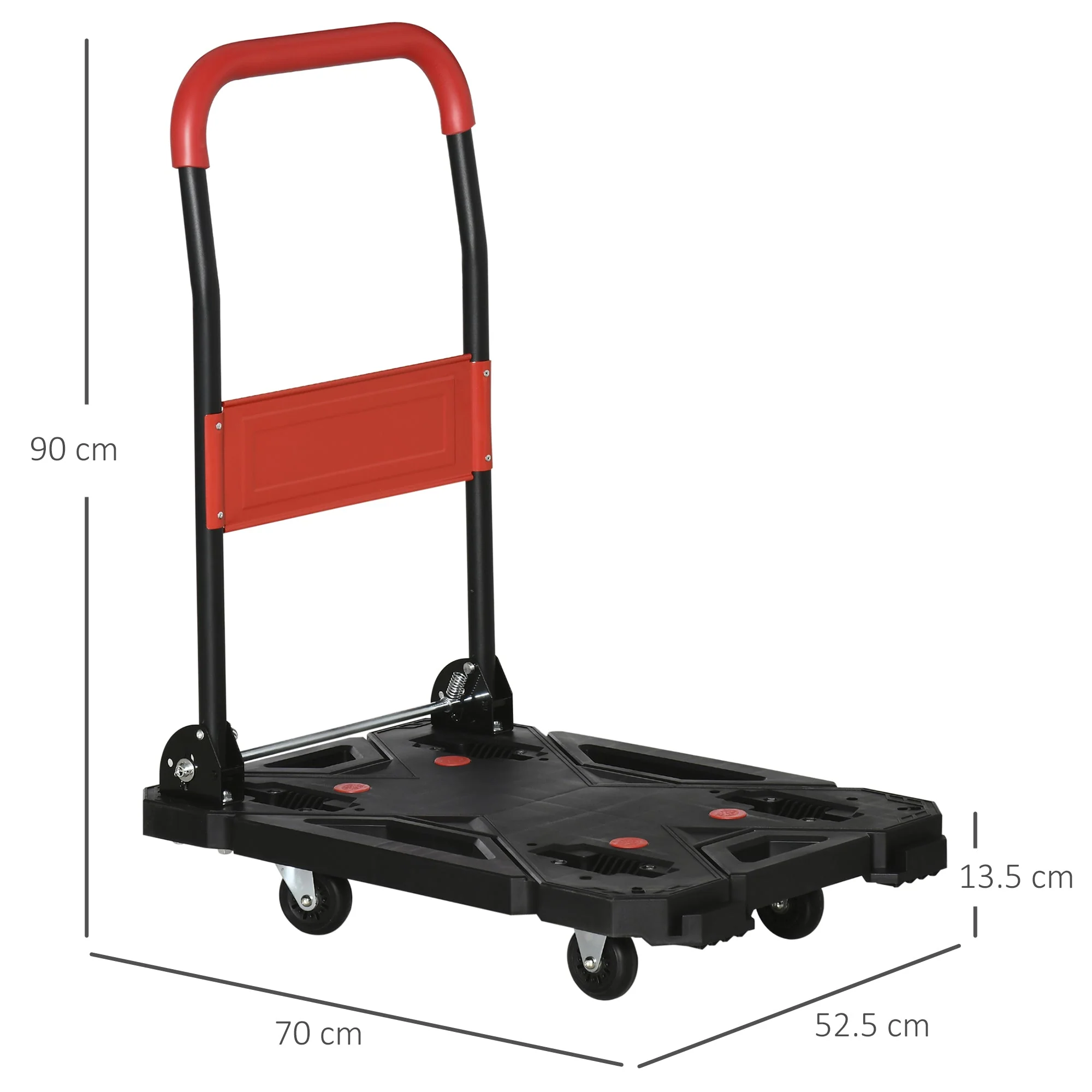 DURHAND Platform Trolley on Wheels Folding Hand Truck for Heavy Lifting and Easy Transportation 150KG Black - Image 3