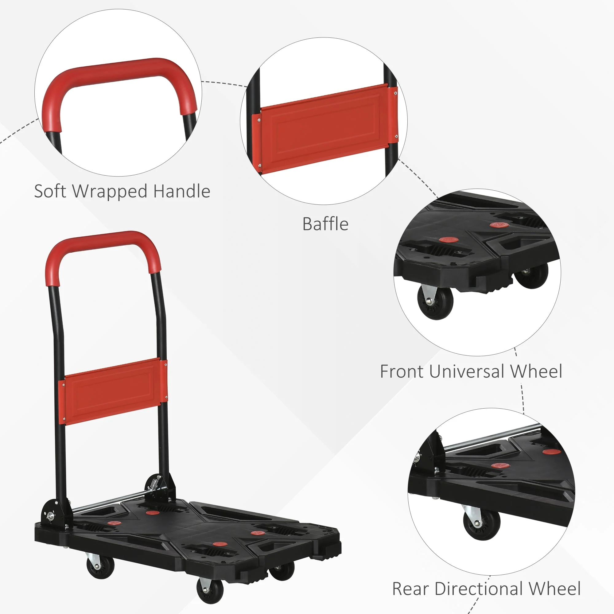 DURHAND Platform Trolley on Wheels Folding Hand Truck for Heavy Lifting and Easy Transportation 150KG Black - Image 4